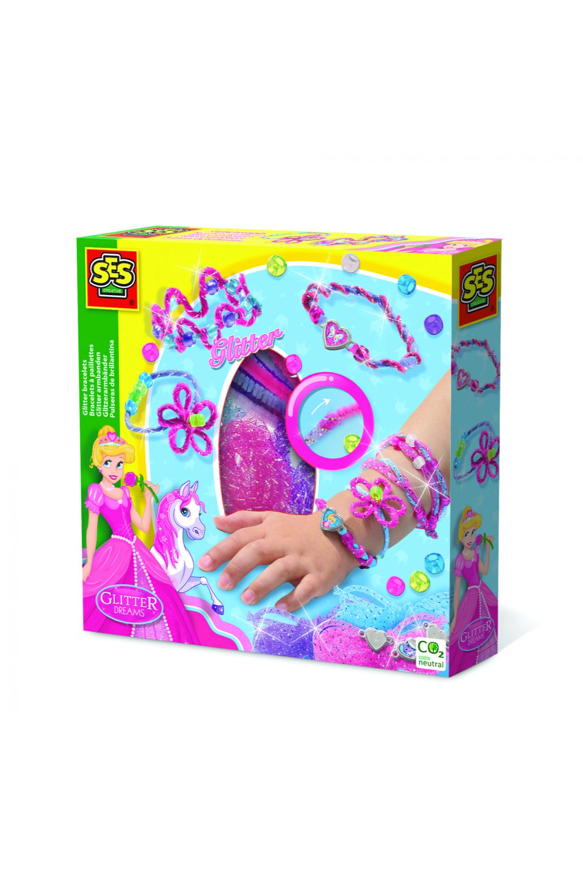 SES Creative Set Creativ Pentru Copii - Bratari Cu Margele, Sclipici Si Accesorii Decorative - One Size