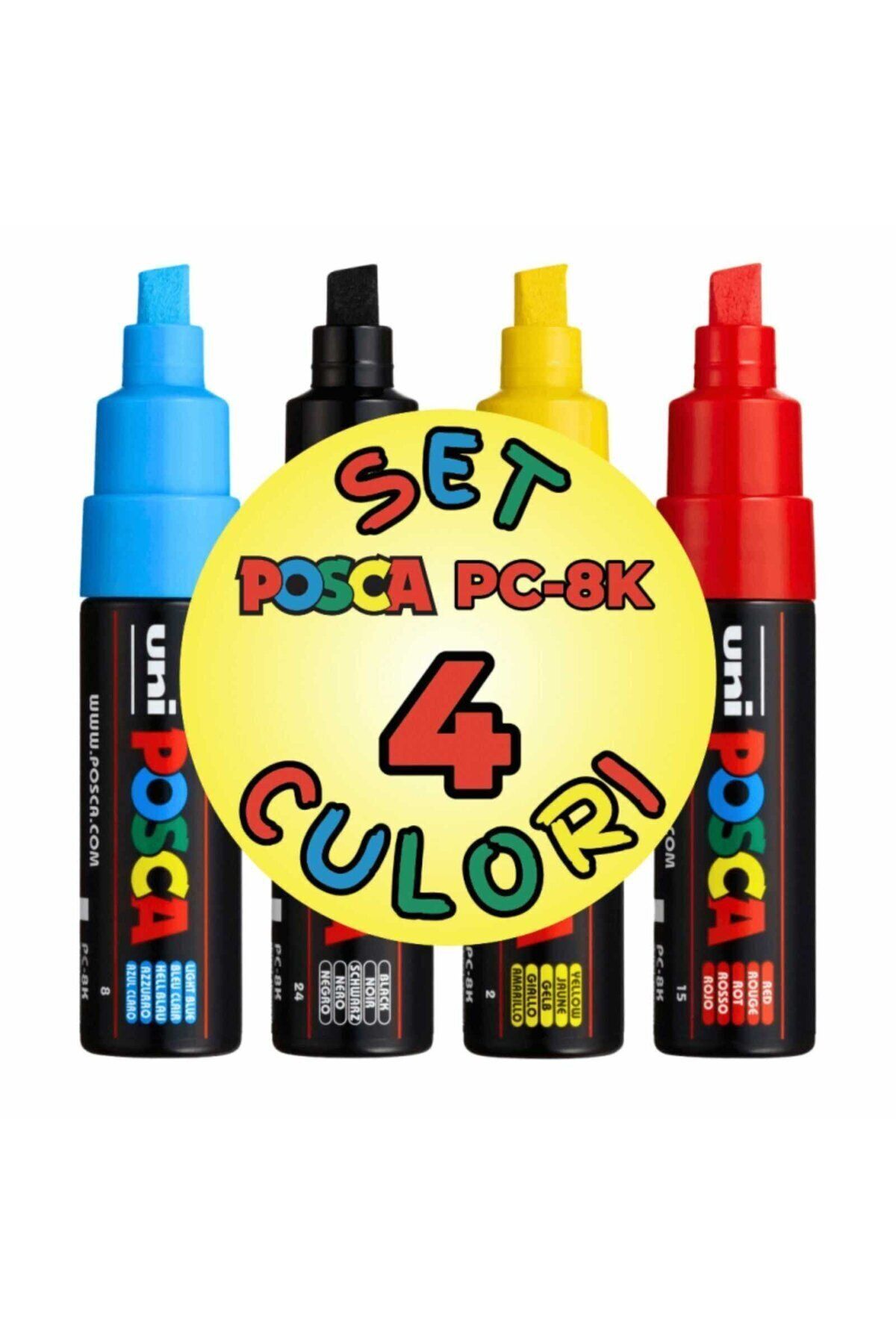 POSCA-Set of 4 Markers, Beveled Tip, 8 Mm, Marker Pc-8k, Uni 1