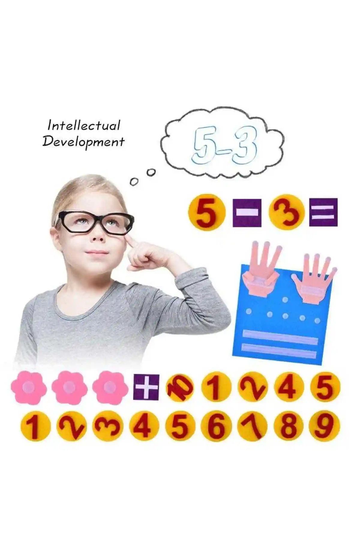 Micostore-Felt Board With Numbered Tokens And Velcro Fastening, Math Toy Finger Counting 6
