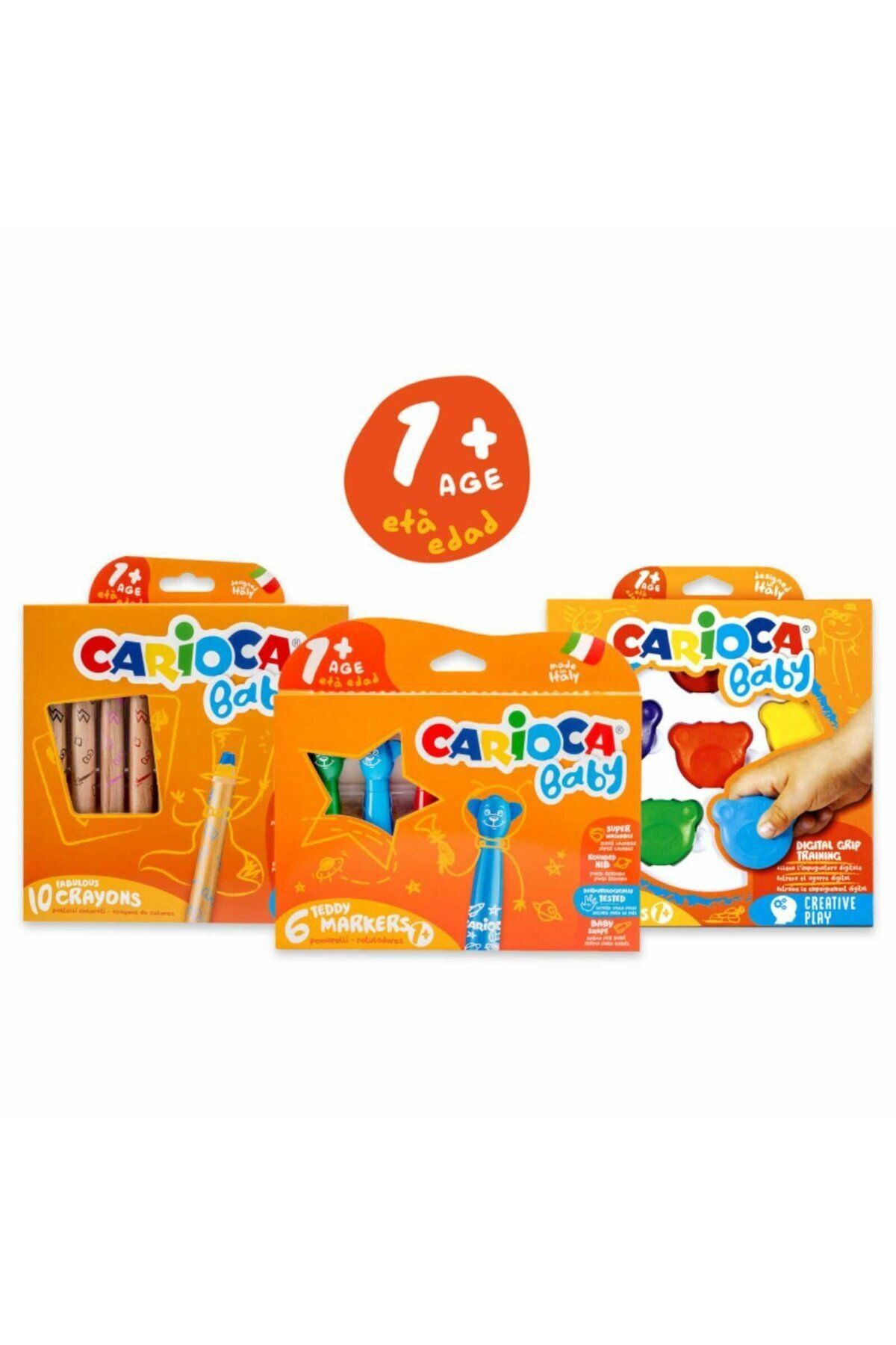 CARIOCA-Pachet Carioci + Creioane Colorate Bebelusi, Carioca Baby pentru copii 1 an + 2