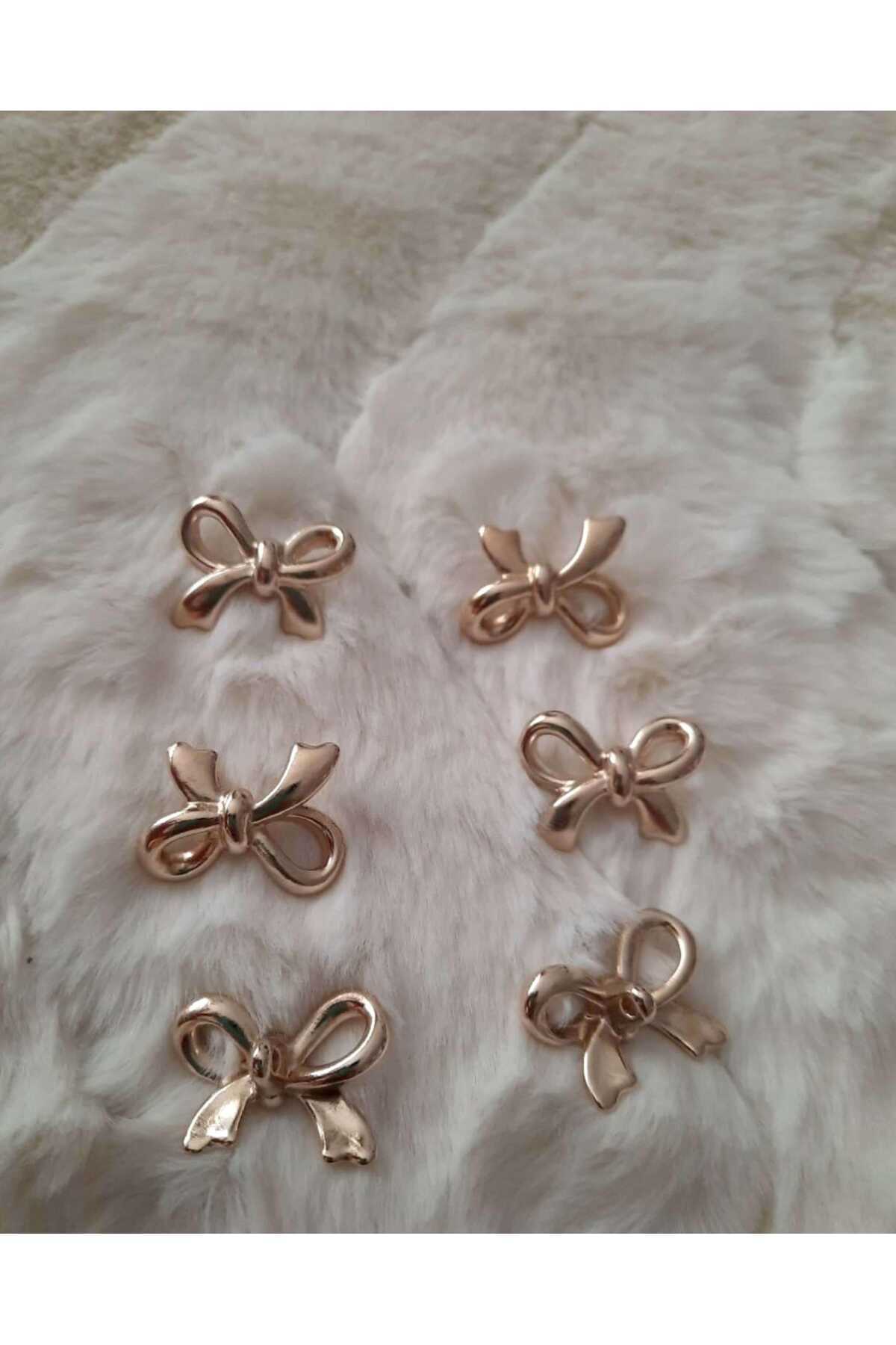 İMREN AKSESUAR Fiyonk model metal tasarım gold renkli 6lı düğme seti