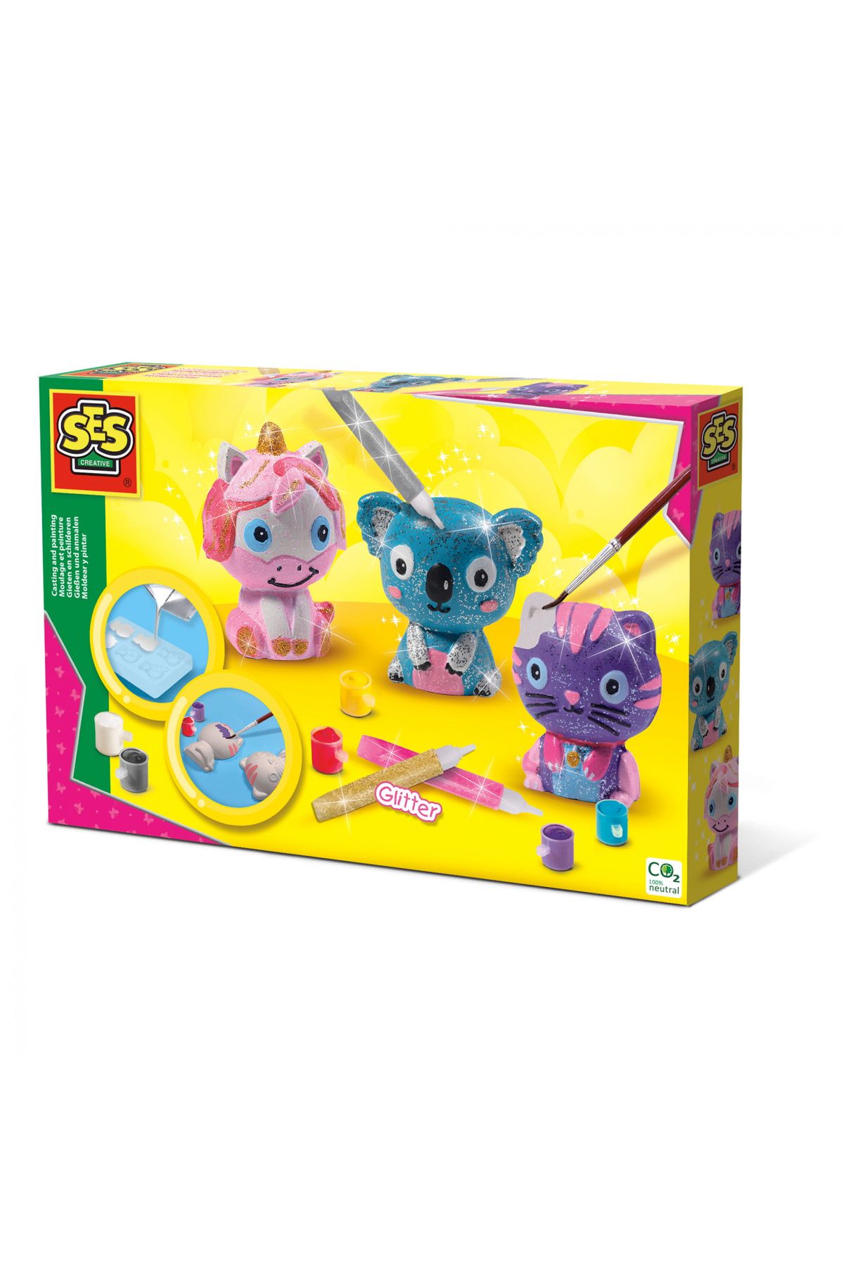 SES Creative-Set creativ mulaj si pictura - Animale cu glitter 1