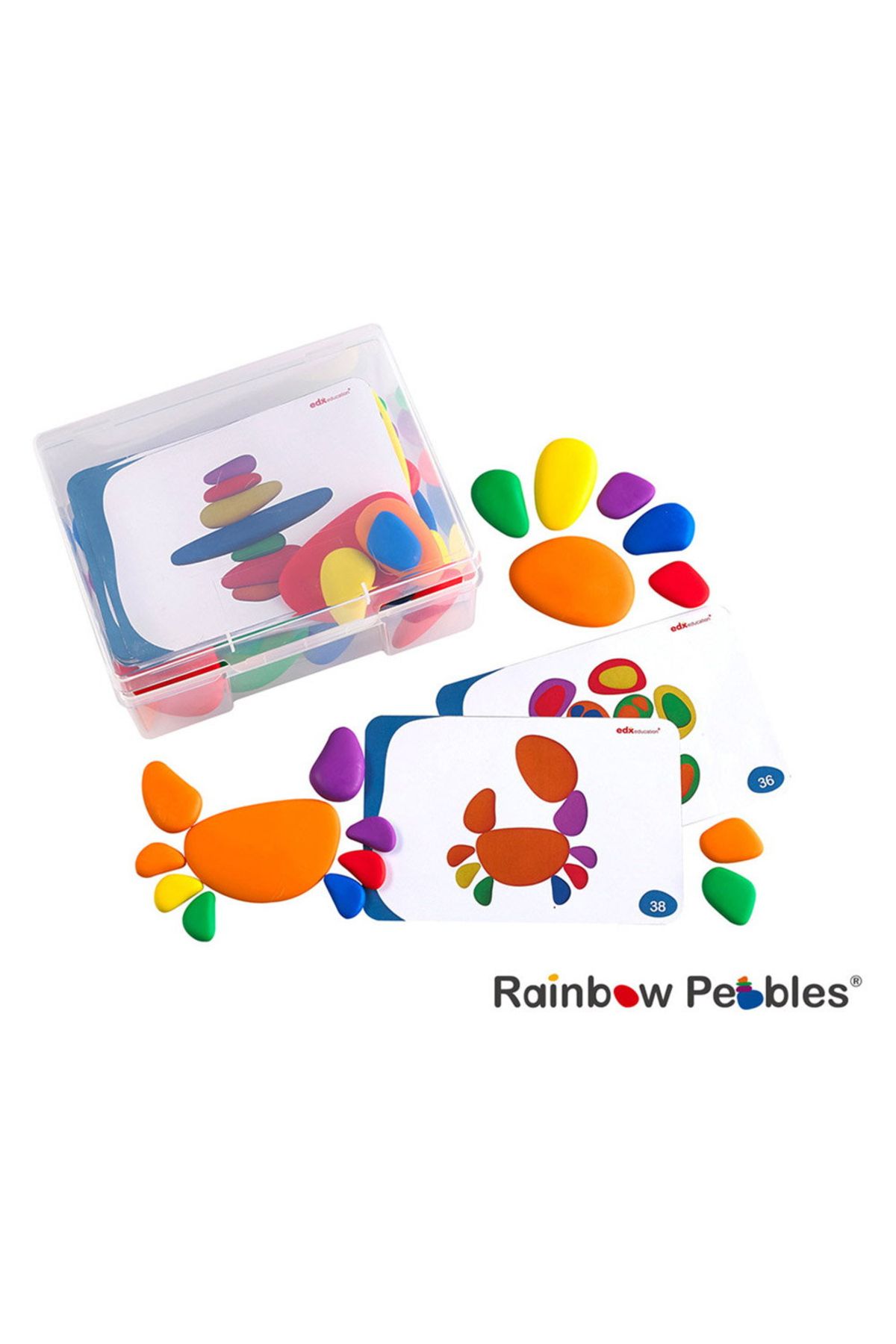 Edx Education Rainbow Pebbles, Set 36 Pietricele Cu Activitati - One Size