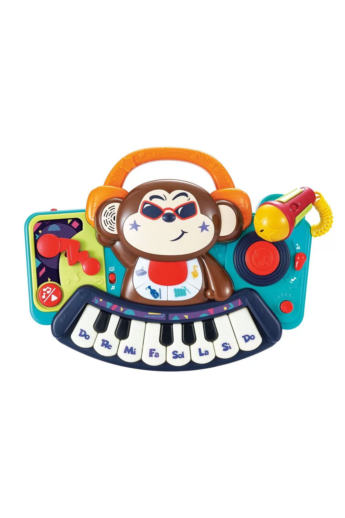 Hola-Pianina bebe maimutica dj cu lumini sunete si microfon 2