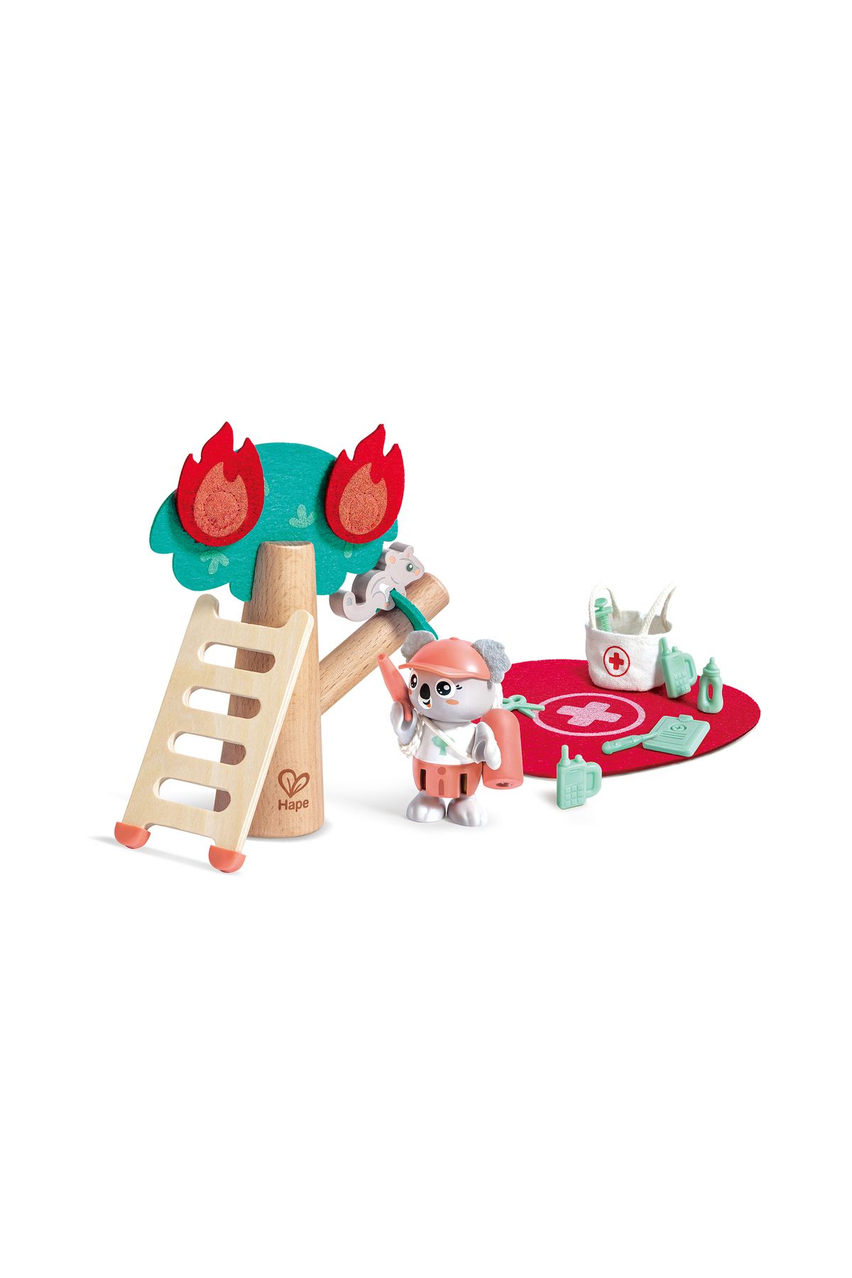 Hape-Jucarie din lemn- Set de joaca pompieri forestieri (17 piese) 1