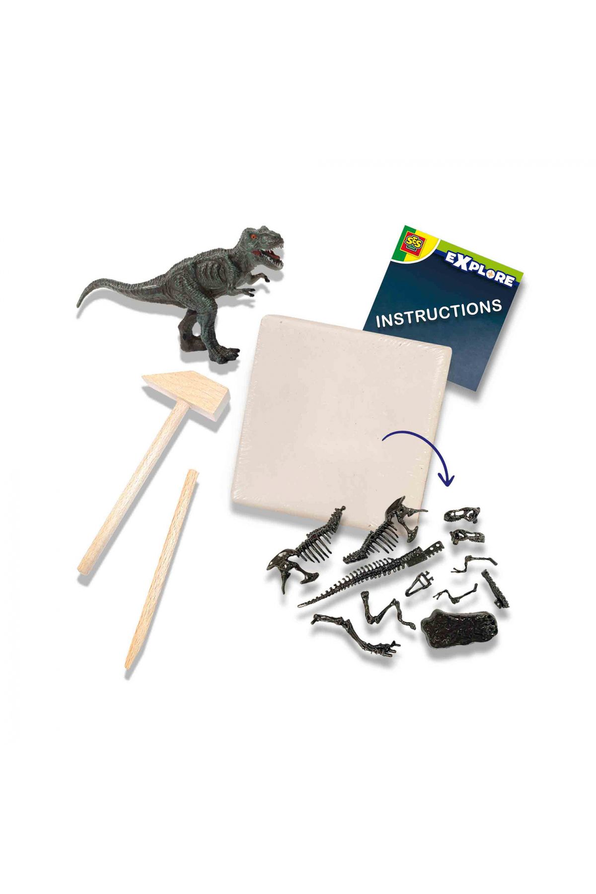SES Creative-Creative Dino And Skeleton Excavation Set 2 In 1 - T-rex 2