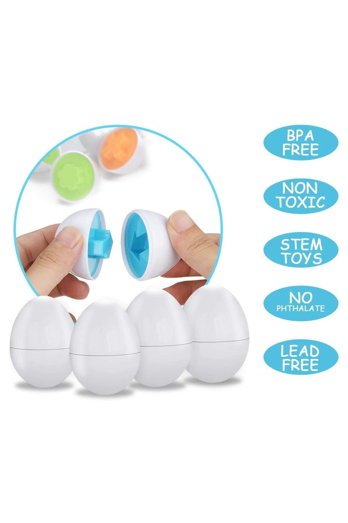 Micostore-Joc Asocieri Matching Eggs - Potriveste Oua Cu Forme Geometrice, Set 12 Oua 5