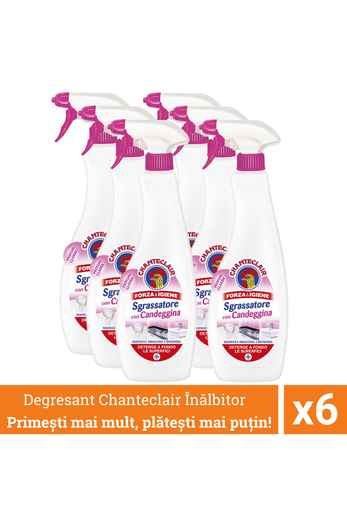 chante clair Pachet Promo 6 X Chanteclair Degresant Universal Cu Inalbitor, Candeggina, Clor, Spray, 600 Ml - One Size