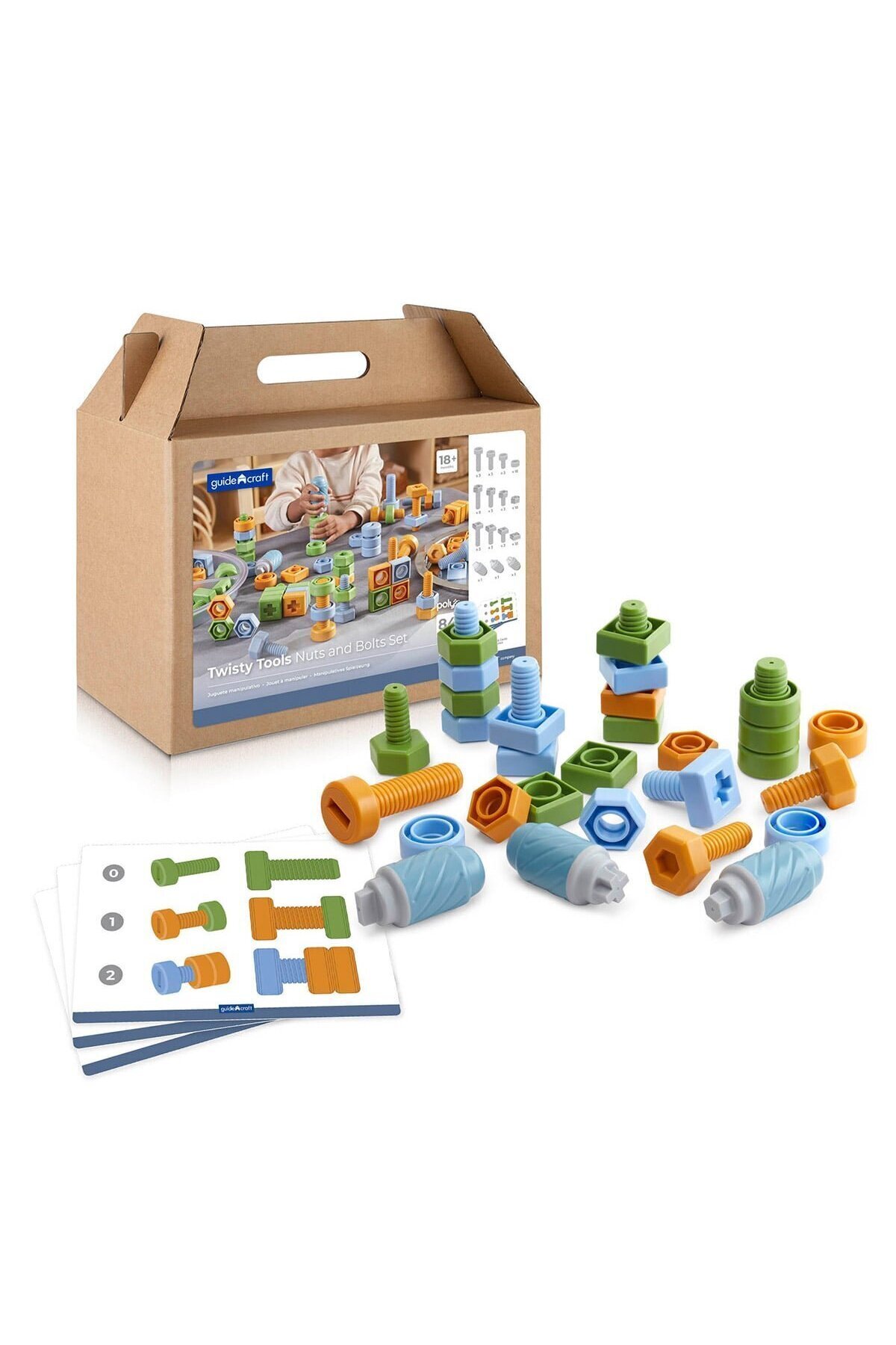 Guidecraft Suruburi Si Piulite, Set De Activitati Cu 84 Piese,numarare Si Recunoastere A Formelor Si A Culor - One Size