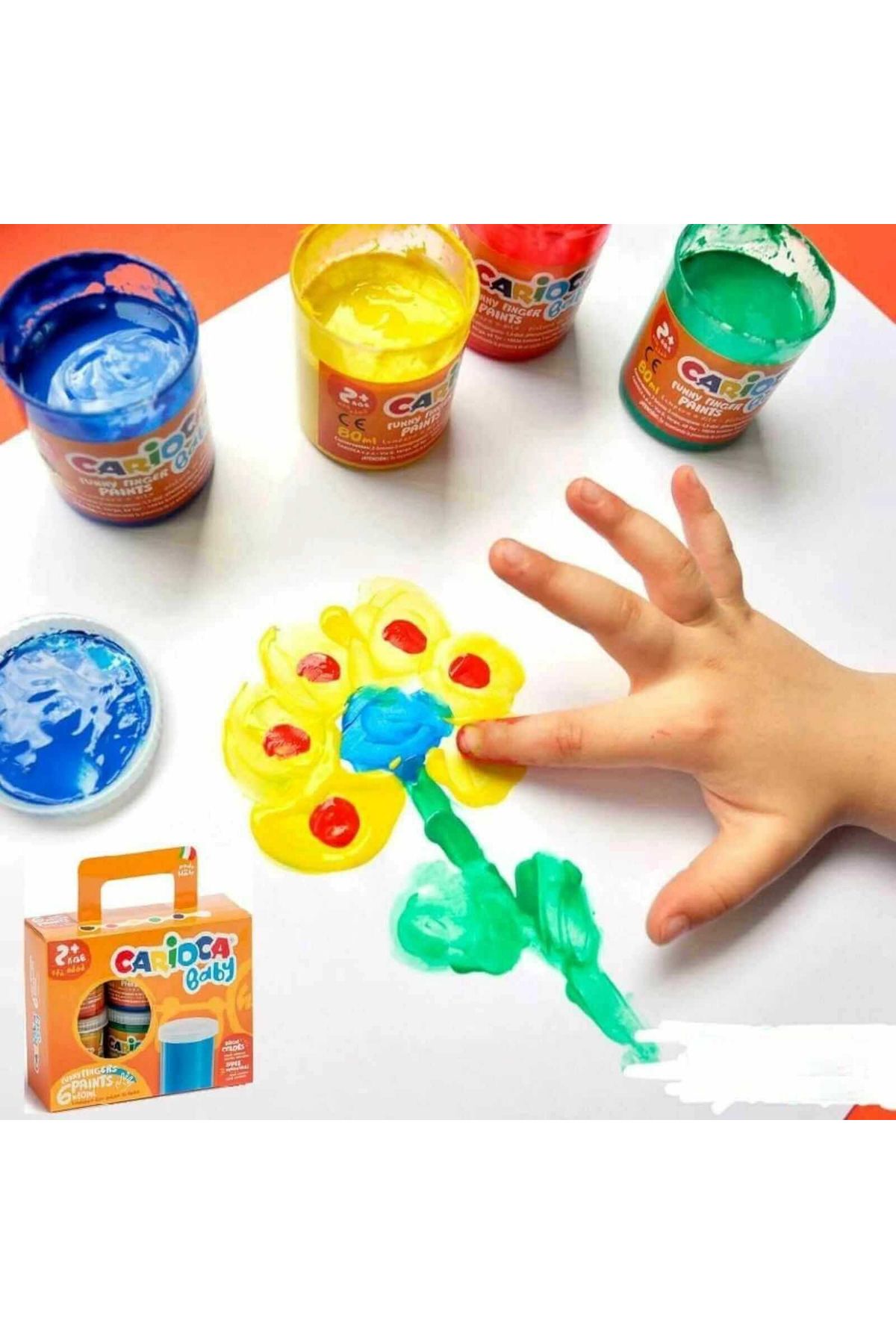 CARIOCA-Pachet Set pictura cu degetele copii, vopsea Finger Paint Carioca, set 3 Pensule de tamponare 4