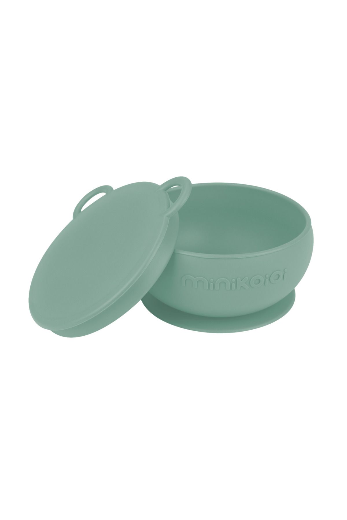 MinikOiOi Bol Cu ​​ventuză Și Capac, Silicon 100% Premium, Verde Râu - One Size