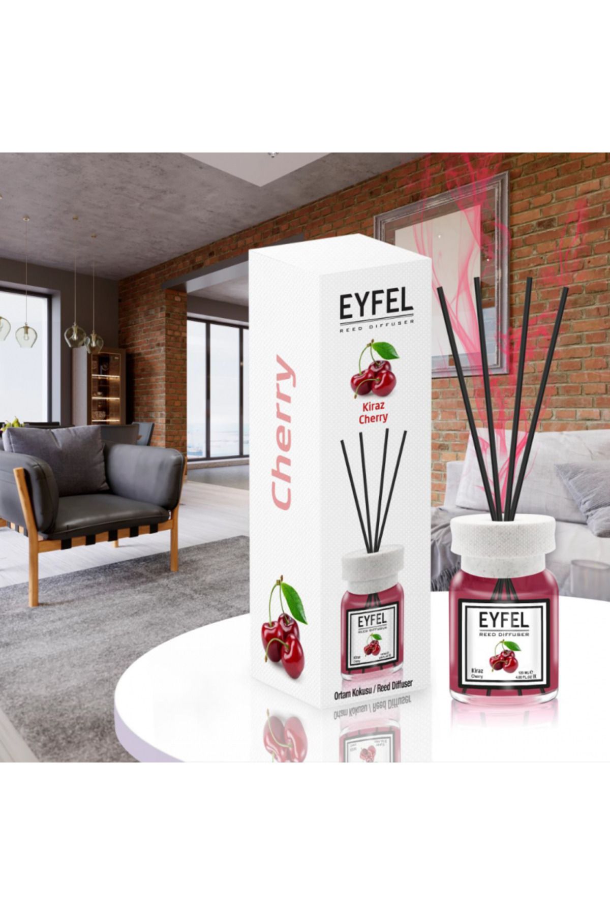 Eyfel Odorizant De Cameră Cu Bețișoare, Cireșe, 120 Ml - One Size