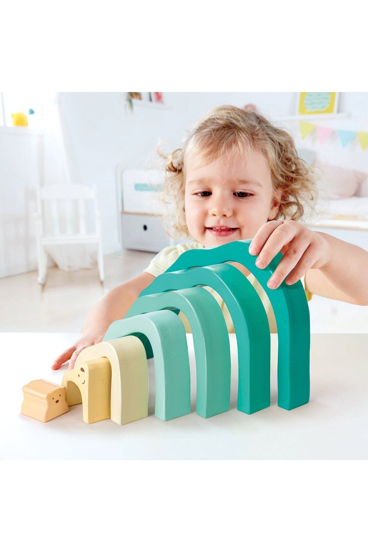Hape-Jucarie din lemn de stivuit - Urs polar (7 piese) 2