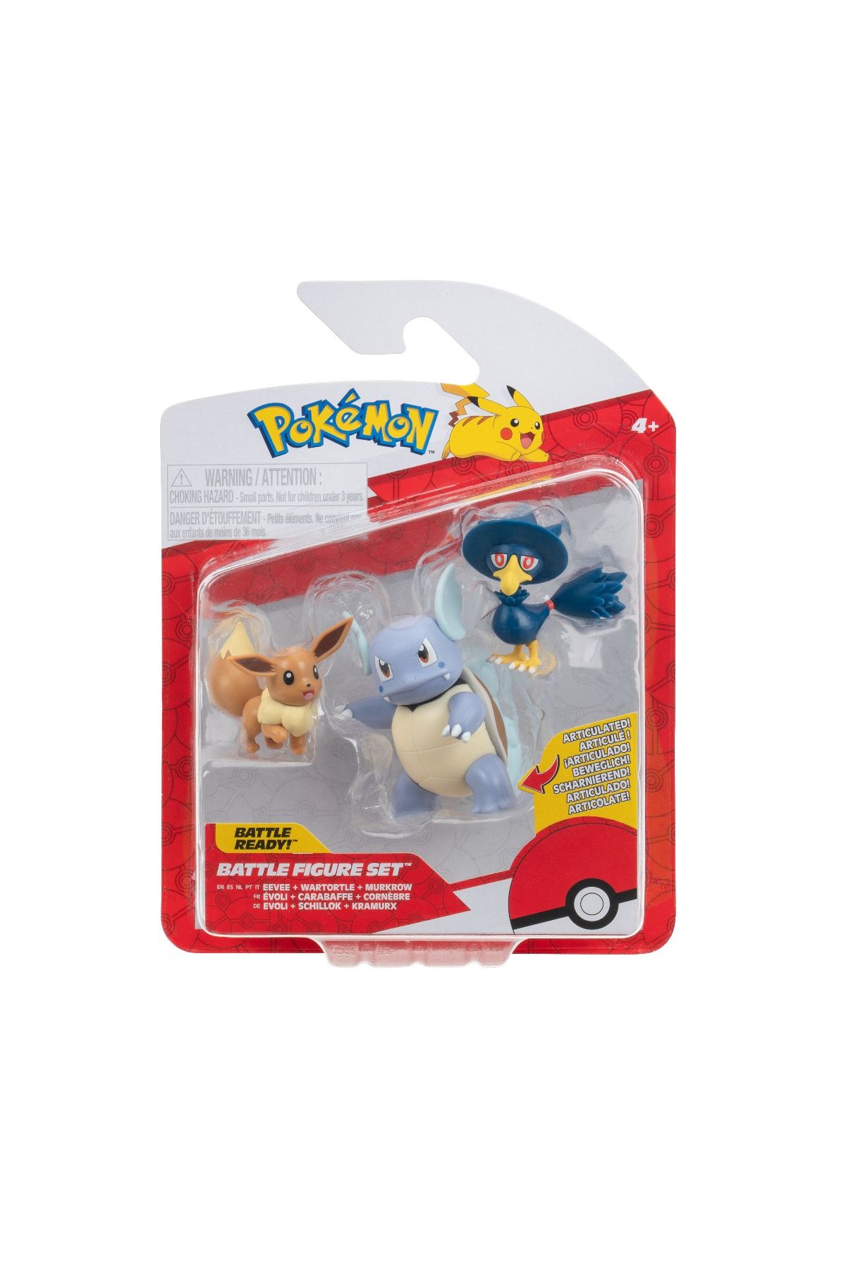 Pokemon-- Set Of 3 Action Figures, Eevee #1, Murkrow, Wartortle W21 1