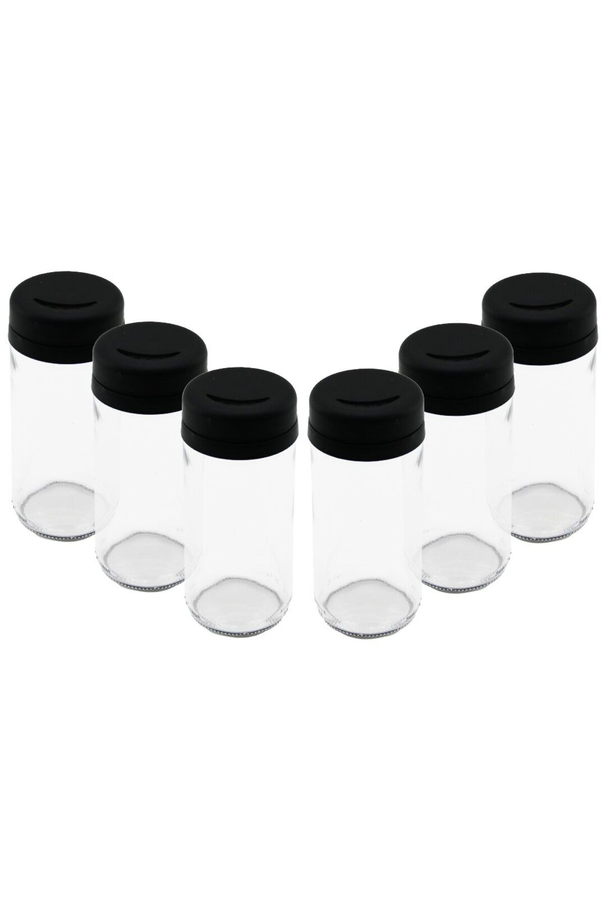 Findit-6 Pcs Glass - 225ml Spice Jar Salt Shaker Plastic Lid 1