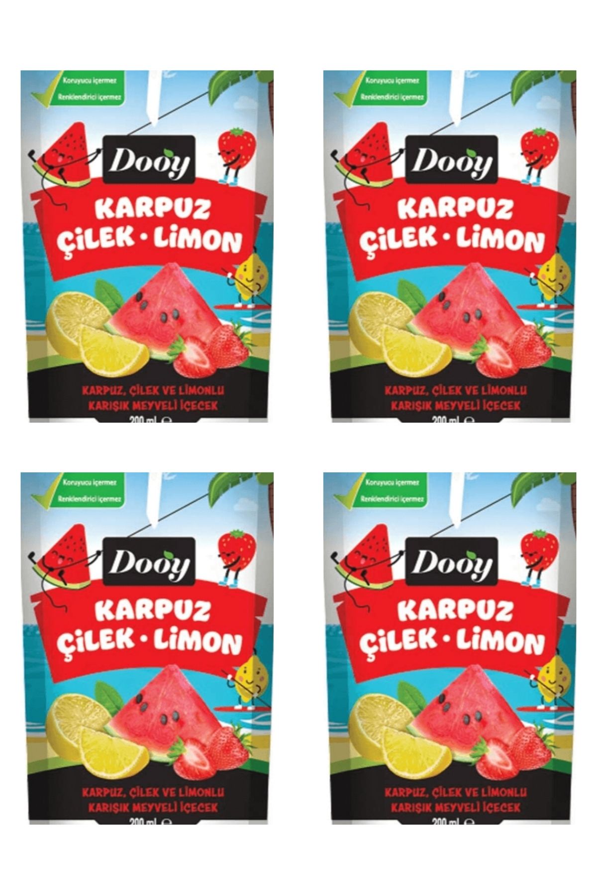 Dooy 4 ADET KARPUZ ÇİLEK LİMON AROMALI İÇECEK 200 GR