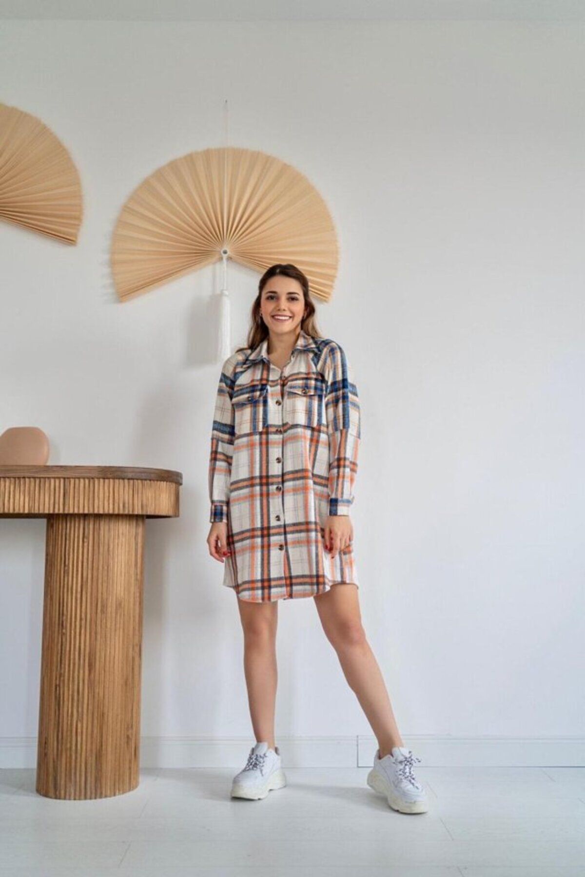 MRA Fashion Oranj Oduncu Gömlek Elbise