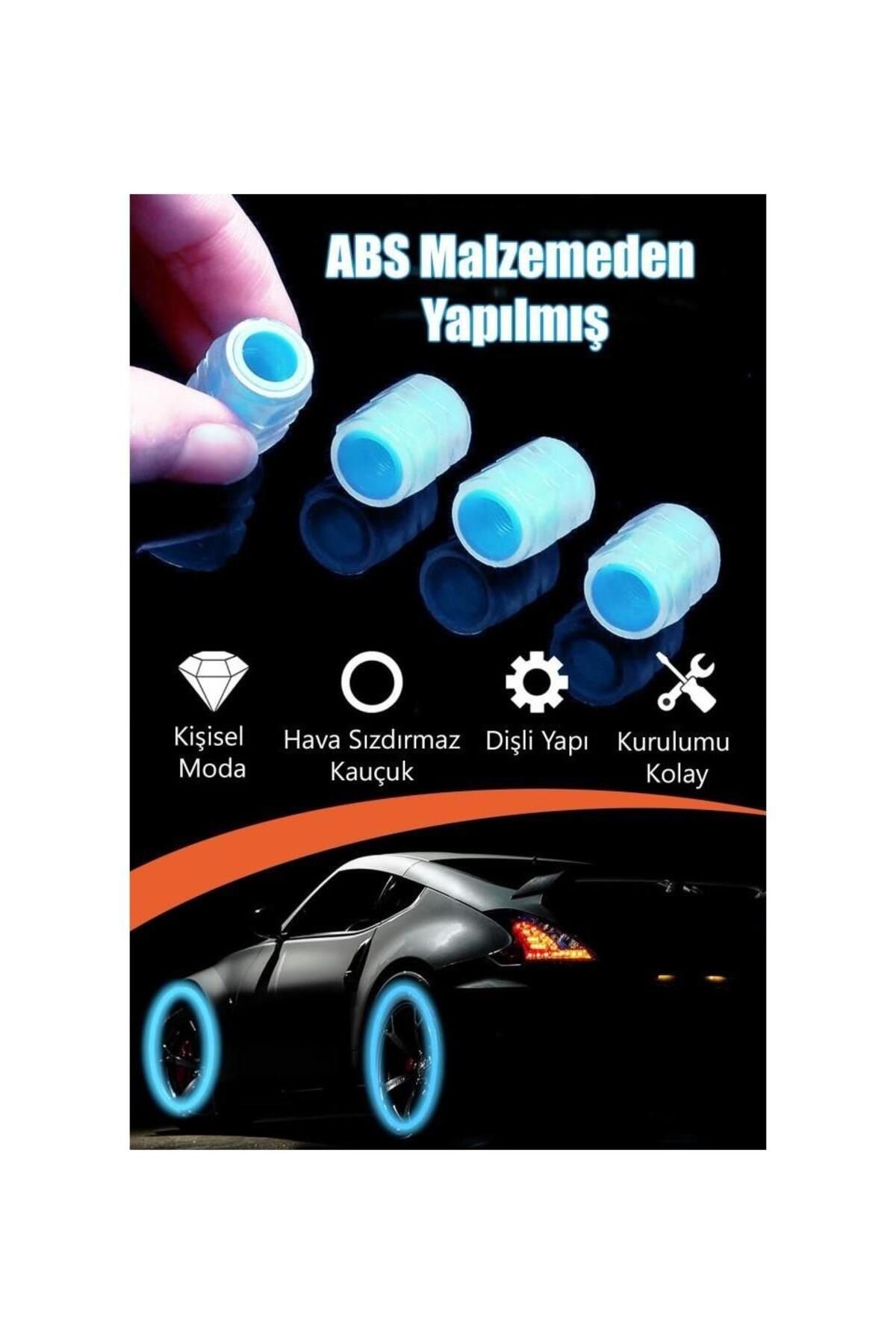 3B Trend-Blue Phosphorescent Tire Valve Cap Night Glowing Valve Caps (4 Pieces) 2