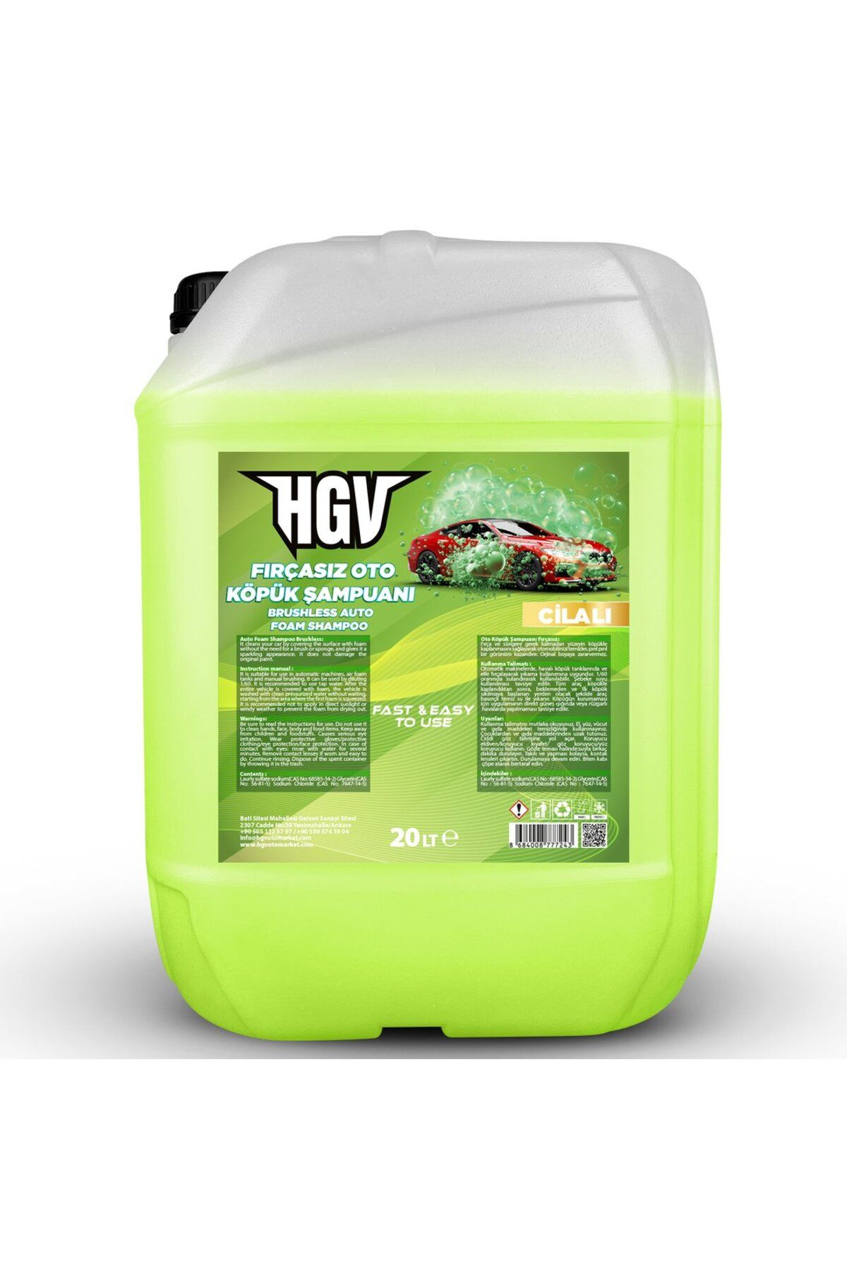 HGV Oto Market HGV Fırçasız Oto Köpük Şampuanı Yeşil 20Lt