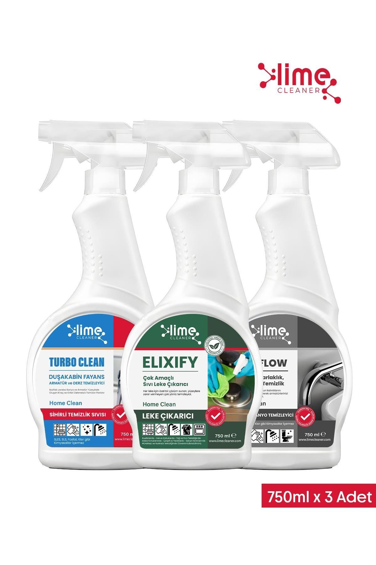 Lime Cleaner PureFlow Banyo Armatür Temizleyici,Turbo Clean Ultra Güçlü Banyo Temizleyici,Elixify Çok Amaçlı Sıvı