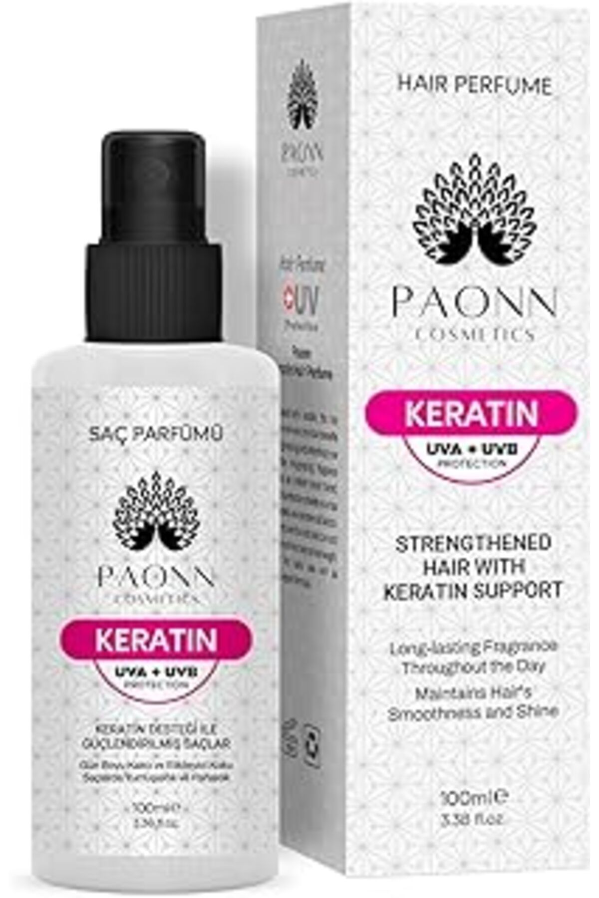 Qedii Paonn Keratin Saç Parfümü, Keratinle Zenginleştirilmiş Mist, Uva & Uvb Koruması, Uzun Süre Kalıcı K
