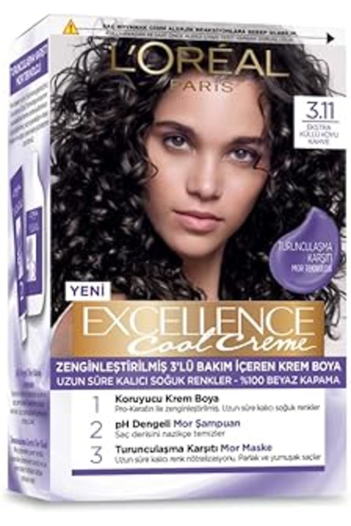Qedii L’Oréal Paris L’Oréal Paris Excellence Cool Creme Saç Boyası – 3.11 Ekstra Küllü Koyu Kahve