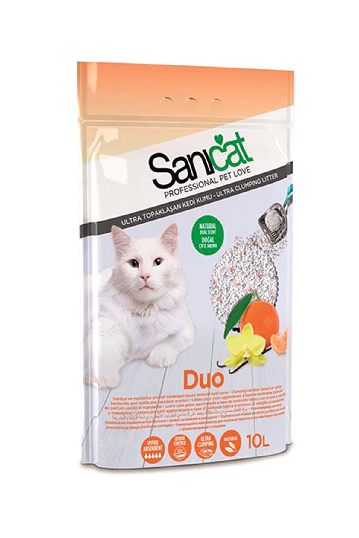 Duo Vanilya Ve Mandalina Kokulu Topaklaşan Kedi Kumu 10lt