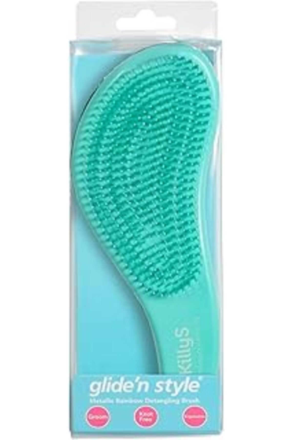 Qedii Glide'N Style Metalik Gökkuşağı Ergonomik Açma Tarama Fırçası Gs247