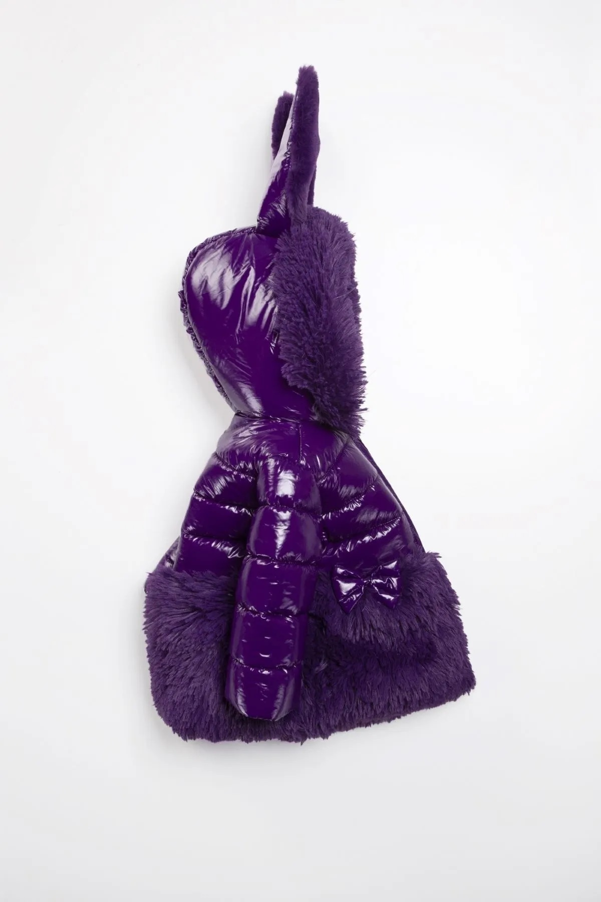 DeKuBaby Yeni Sezon Özel Tasarım Kürklü Fiyonk Detaylı Sevimli Tavşan Kulaklı Kapüşonlu Kışlık  Mont-Kaban fotoğrafı 2 (önizleme)