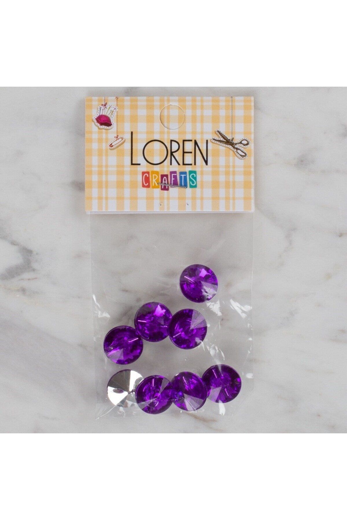 Allproduct Loren Crafts mor 8 li düğme