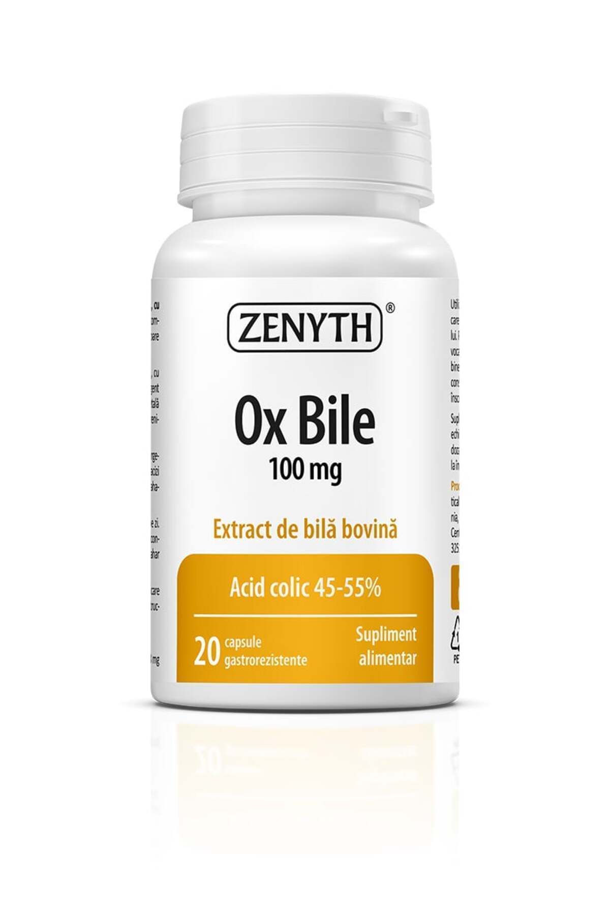 ZENYTH Ox Bile, 20 Capsule, 100 Mg / Capsula, Bila Lenesa, Deficit De Bila, - One Size