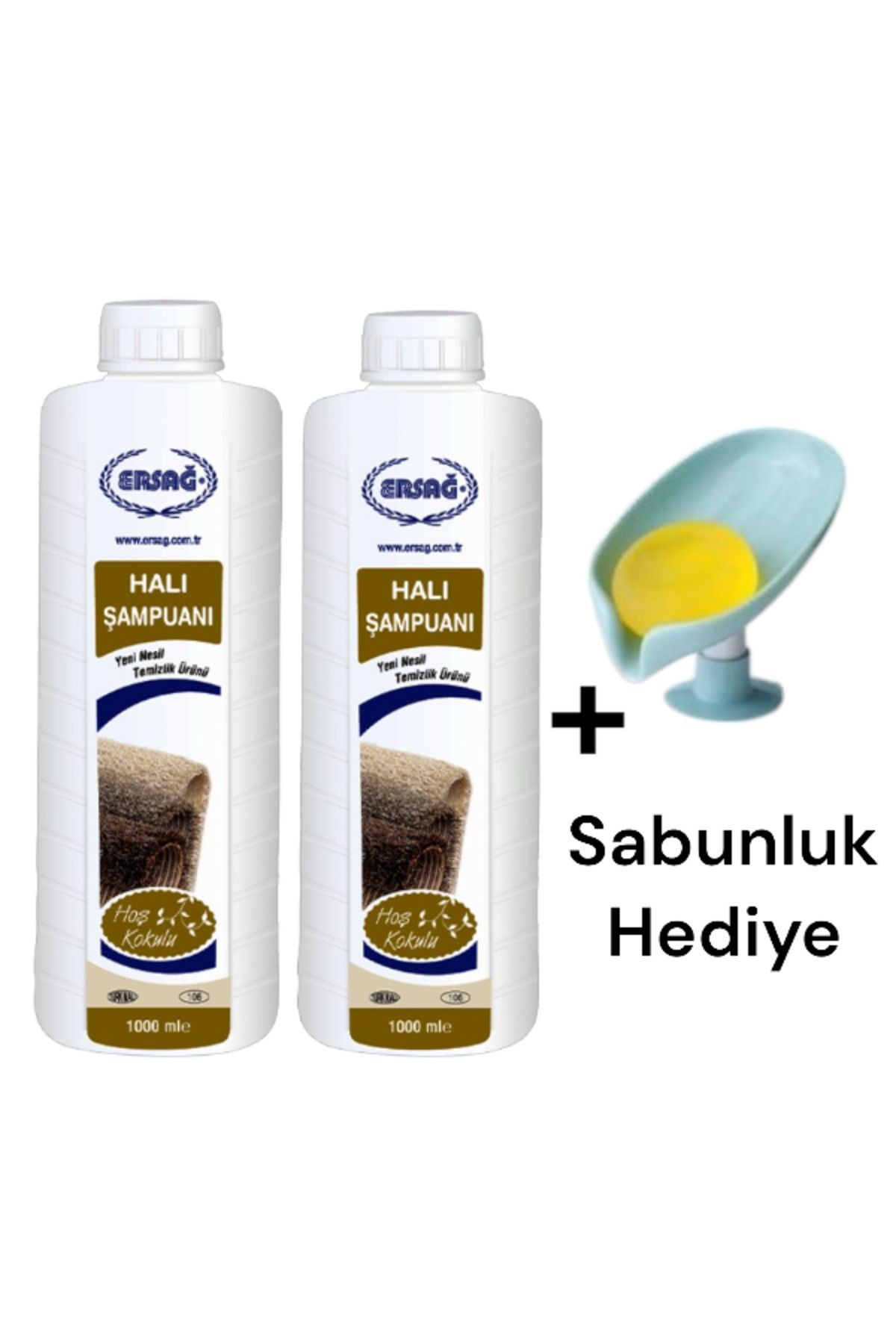 Ersağ Halı Şampuanı 1000 ML (2 ADET) + ( Sabunluk Hediye'li ) 106-7