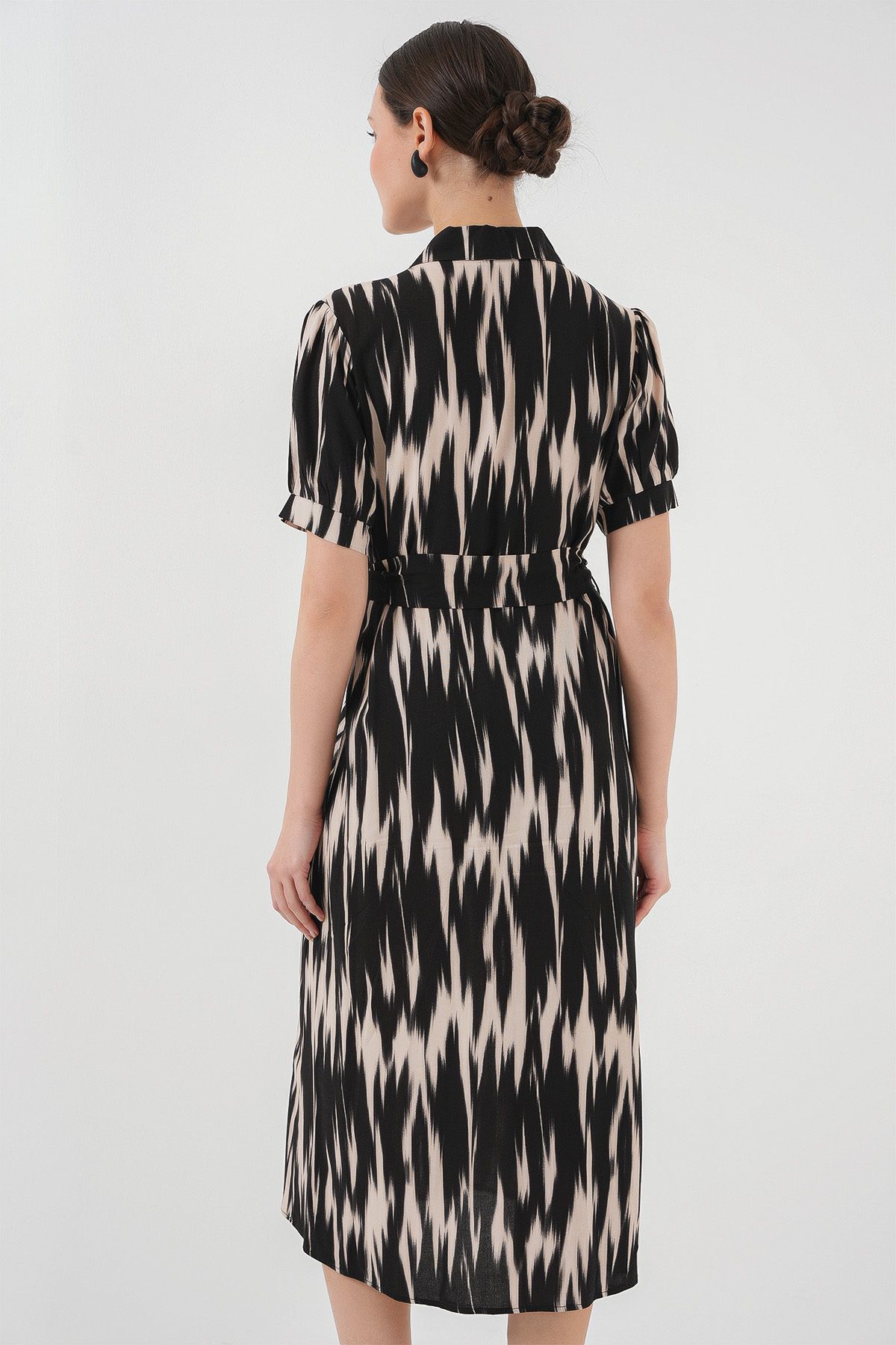 Bigdart-Gemustertes Kurzarmkleid 2532 - Schwarz 5