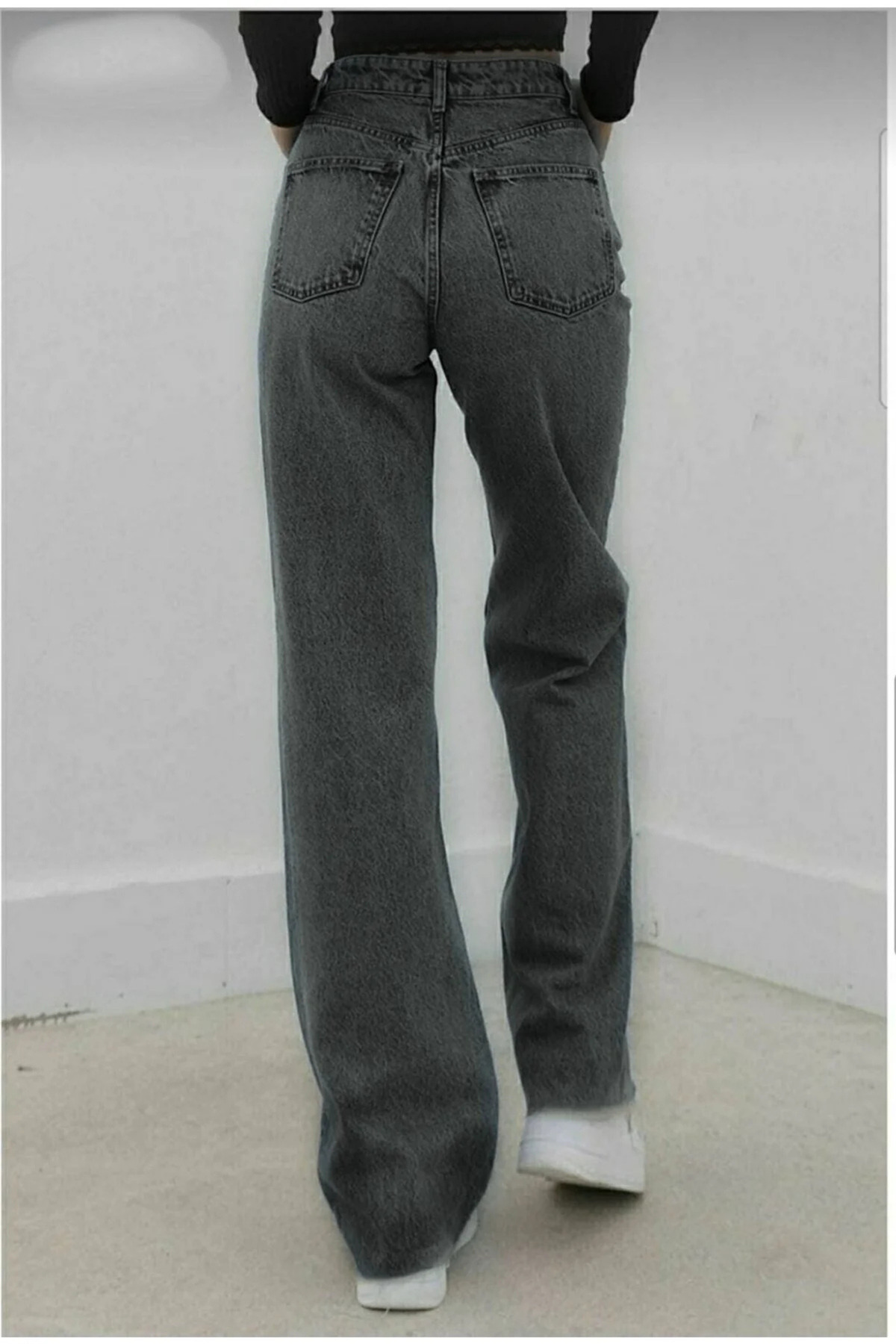 SHEVEGA-Smoked High Waist Loose Wide Leg Loose Palazzo Jean Boyfriend Jeans 4