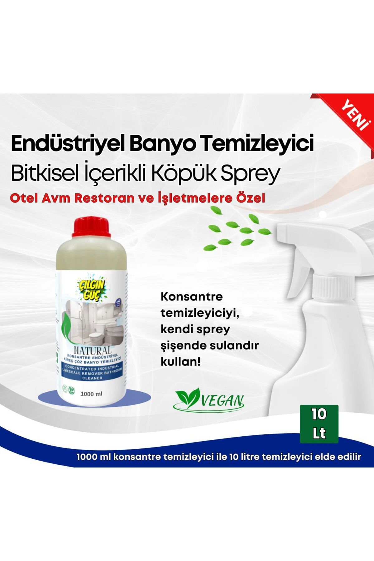 Çılgın Güç ÇILGIN GÜÇ KONSANTRE ENDÜSTRİYEL KİREÇ ÇÖZ BANYO TEMİZLEYİCİ SIVI 1 LT