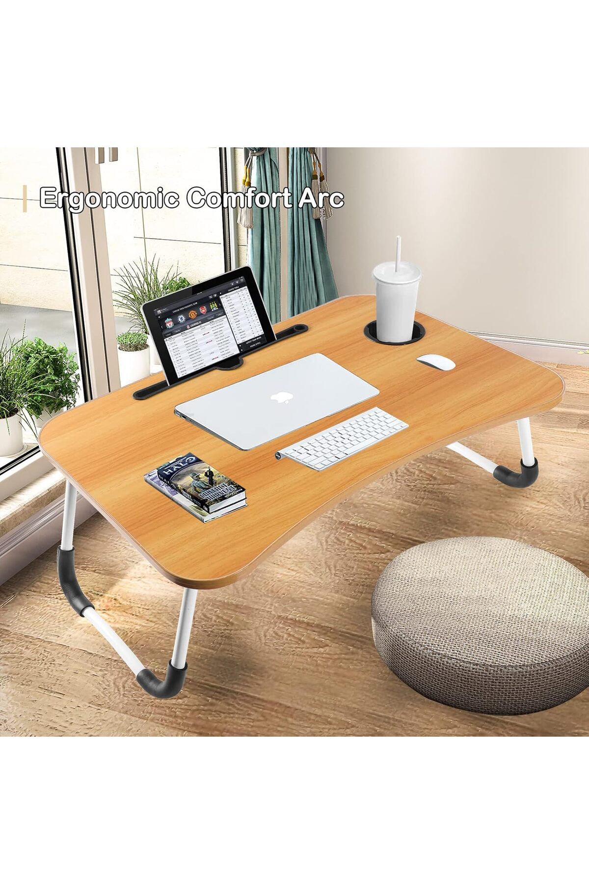 Buy and Bill-Portable Folding Laptop Desk for Bed With iPad and Cup Holder Adjustable Lap Tray Notebook Stand 3