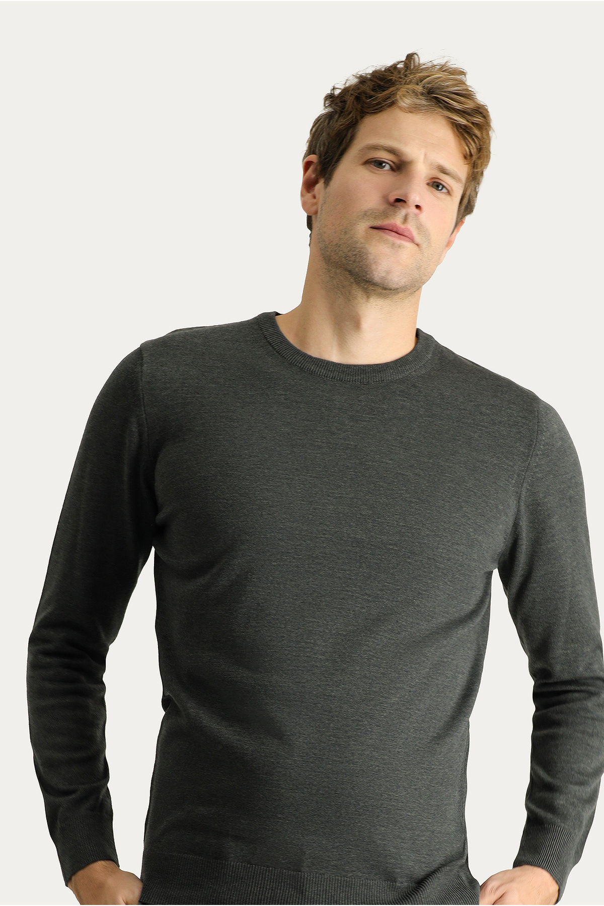 کیگیلی ژاکت بافتنی نخی یقه گرد باریک و مناسب