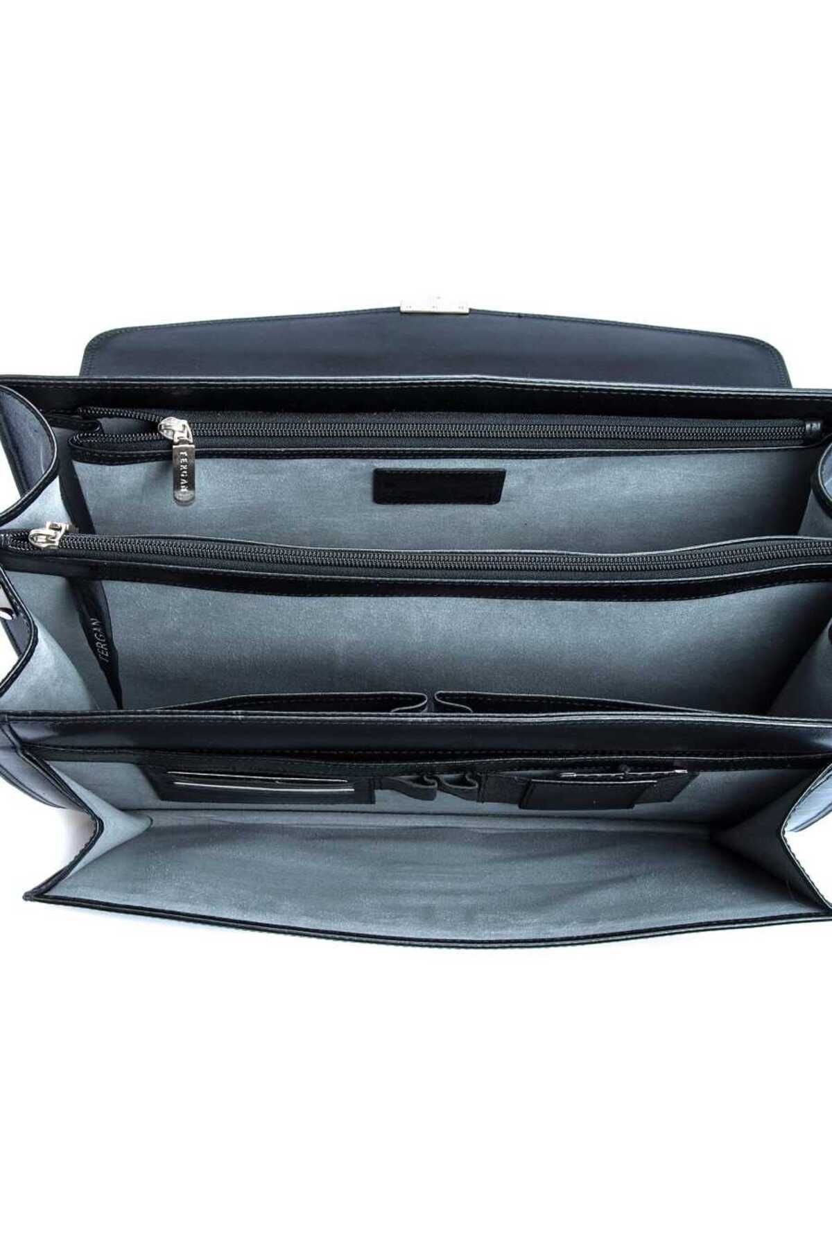 کیف لپ تاپ و اسناد مشکی مردانه چرمی سیاه A97 Tergan