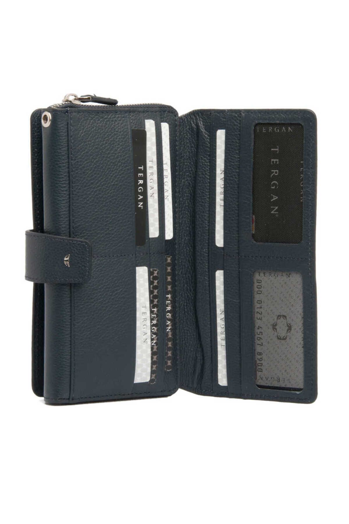 Tergan-Navy Blue Genuine Leather Men's Portfolio Bag - S1Pc 00021356 -X86 3