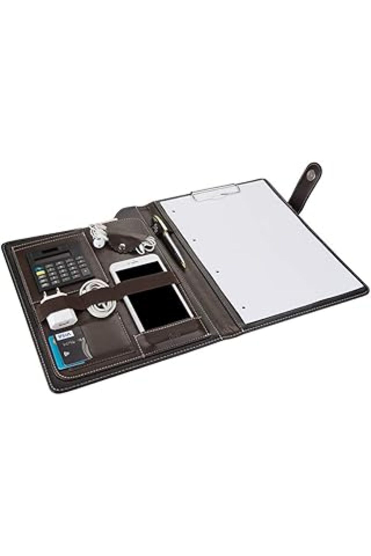 Mu Art Ahşap 2K 6001 Sekreterlik A4 Suni Deri Telefon Kılıflı Kavis Kapaklı El Portföyü Sekreter Notluğu Hesap M