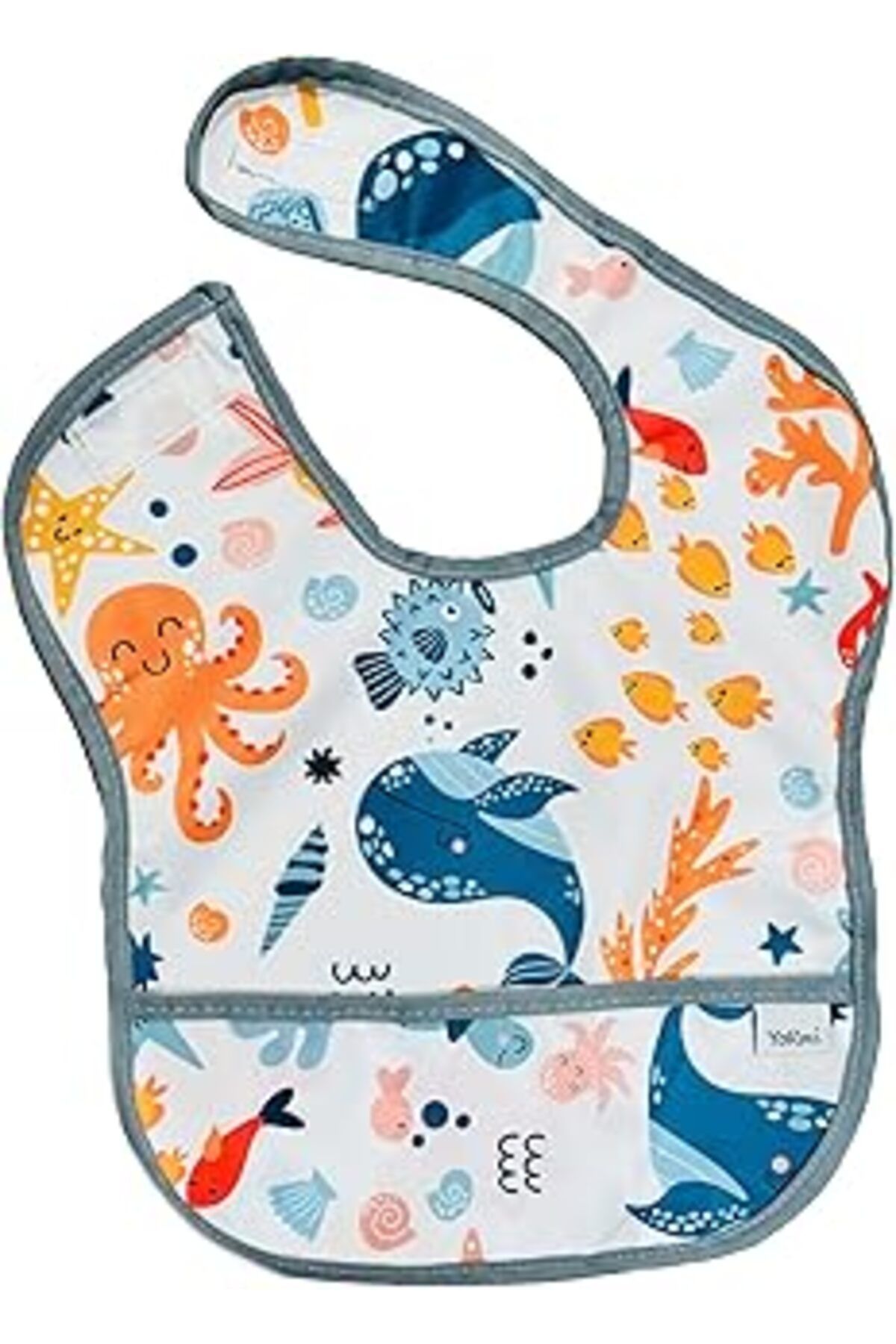 Mu Art Ahşap Yorni, 2 Adet, Ekonomik Set, 6-24Ay, Family Ve Sea Desen, Sıvı Geçirmeyen, Cepli, Cırtlı Mama Önlüğ