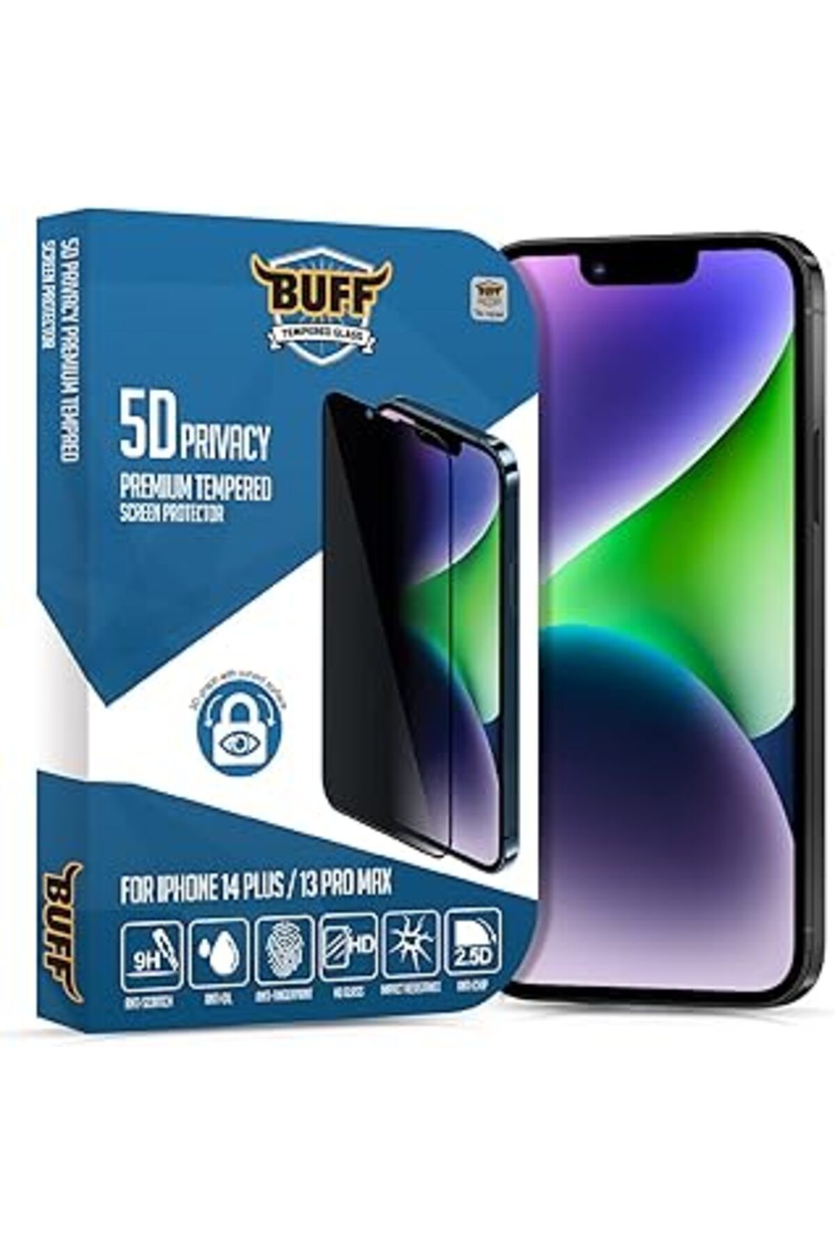 Pazarcan Buff Labs Iphone 14 Plus/13 Pro Max 5D Privacy Ekran Koruyucu