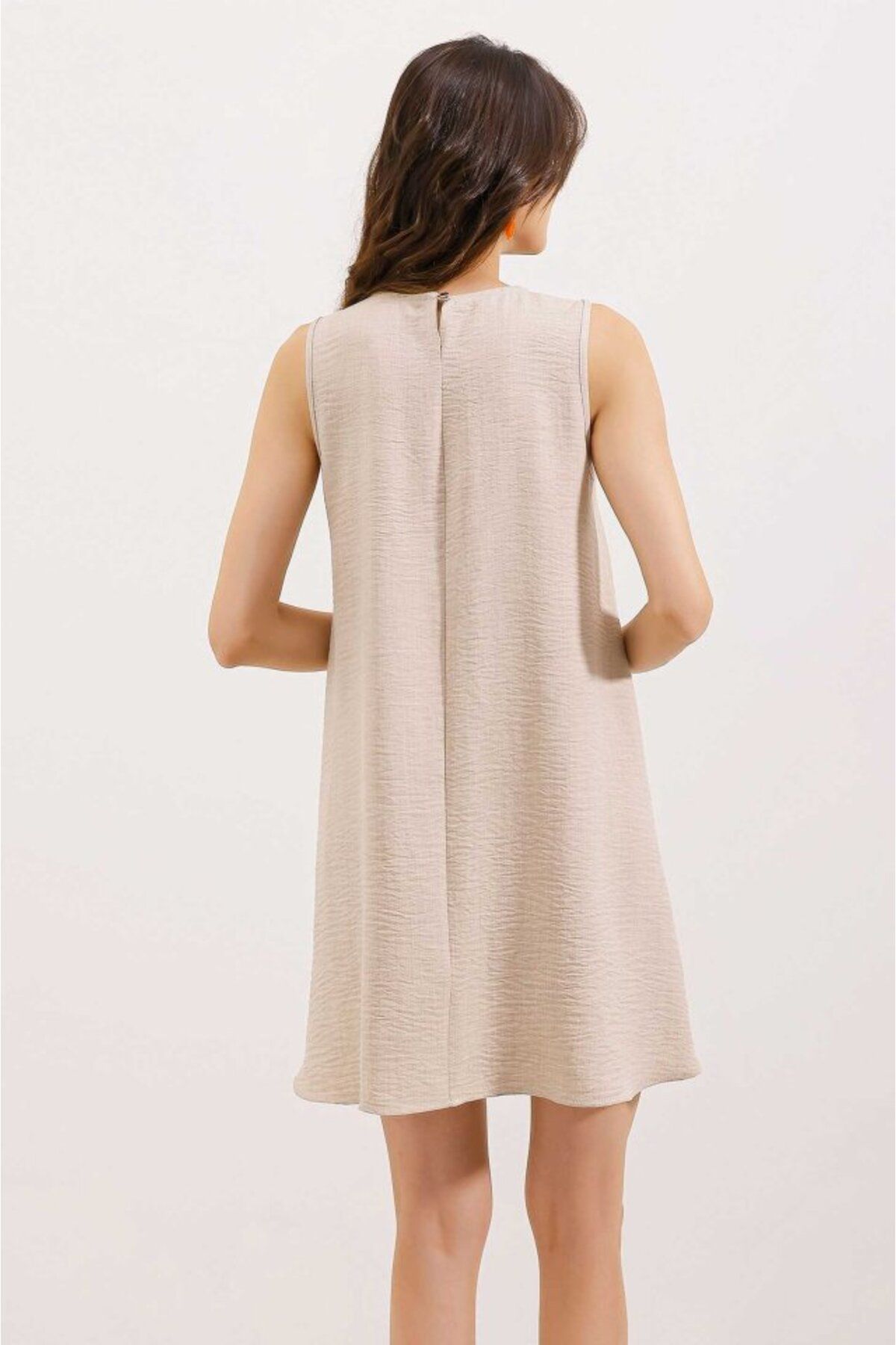 Rose's Boutique All About Women-Rose's Boutiqe All about Women 2444 Mini Linen Dress - Beige 4