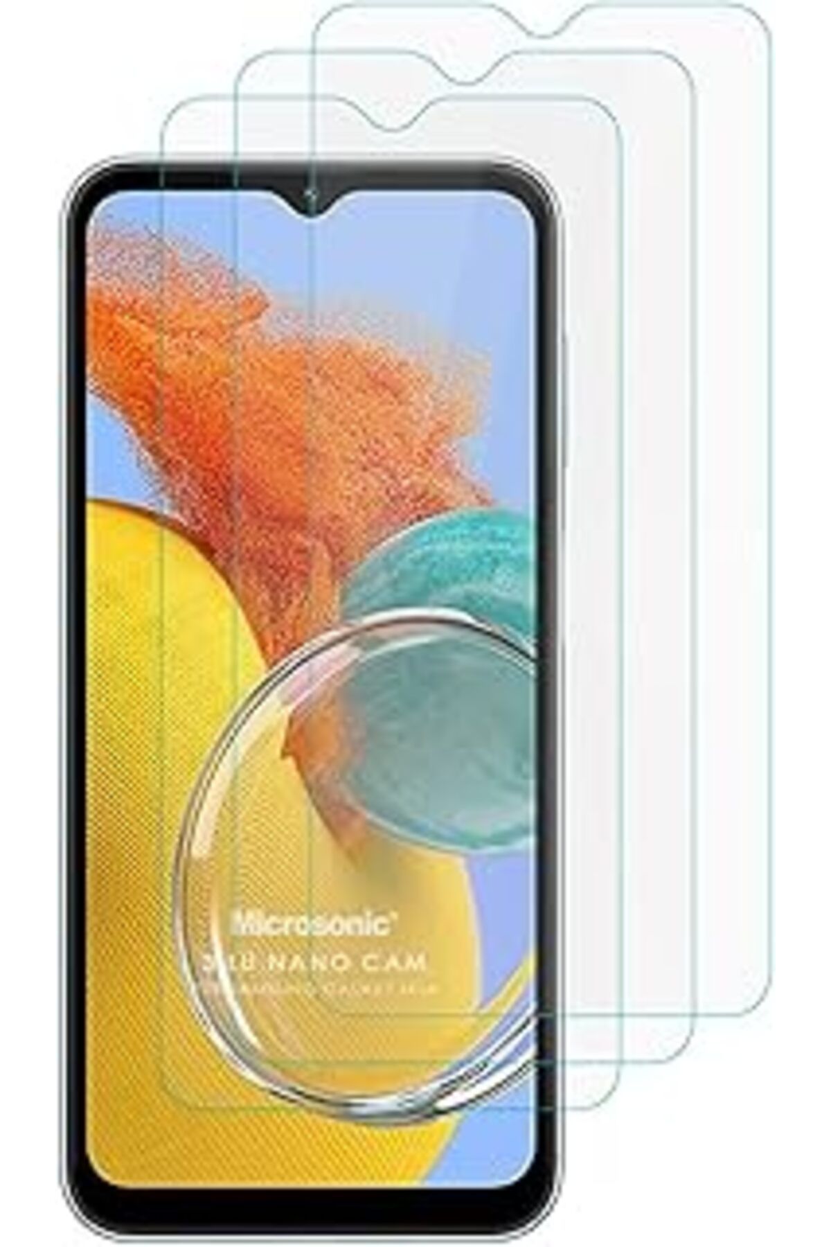 Pazarcan Microsonic Samsung Galaxy M14 Screen Protector Nano Glass Cam Ekran Koruyucu (3`Lü Paket) [Galaxy M