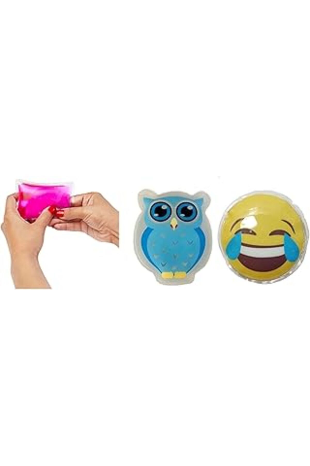 Mu Art Bosphorus Homi Gülen Emoji Mavi Baykuş Cep Sobasi,El Isitici,2 Adet Sicak Su Torbasi Pvc 9Cm