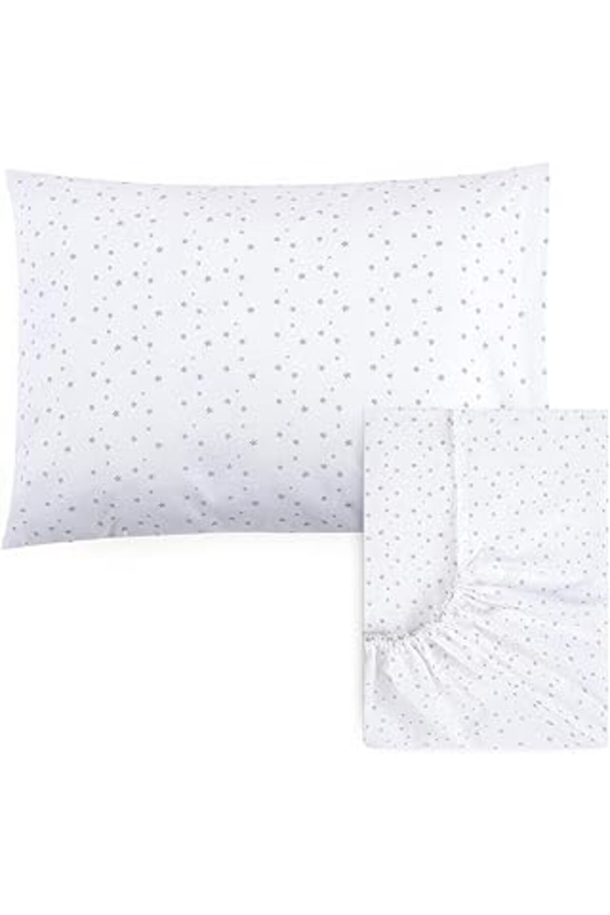 TBSProjects Funna Baby Çarşaf & Yastık Kılıfı Seti - Star - Gri - 60 X 120 Cm