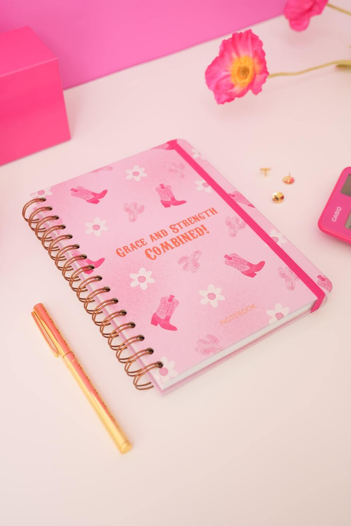 Matt Notebook-Spirilli Elastic Dotted A5 Notepad 15X21 cm Cowgirl Boots 2