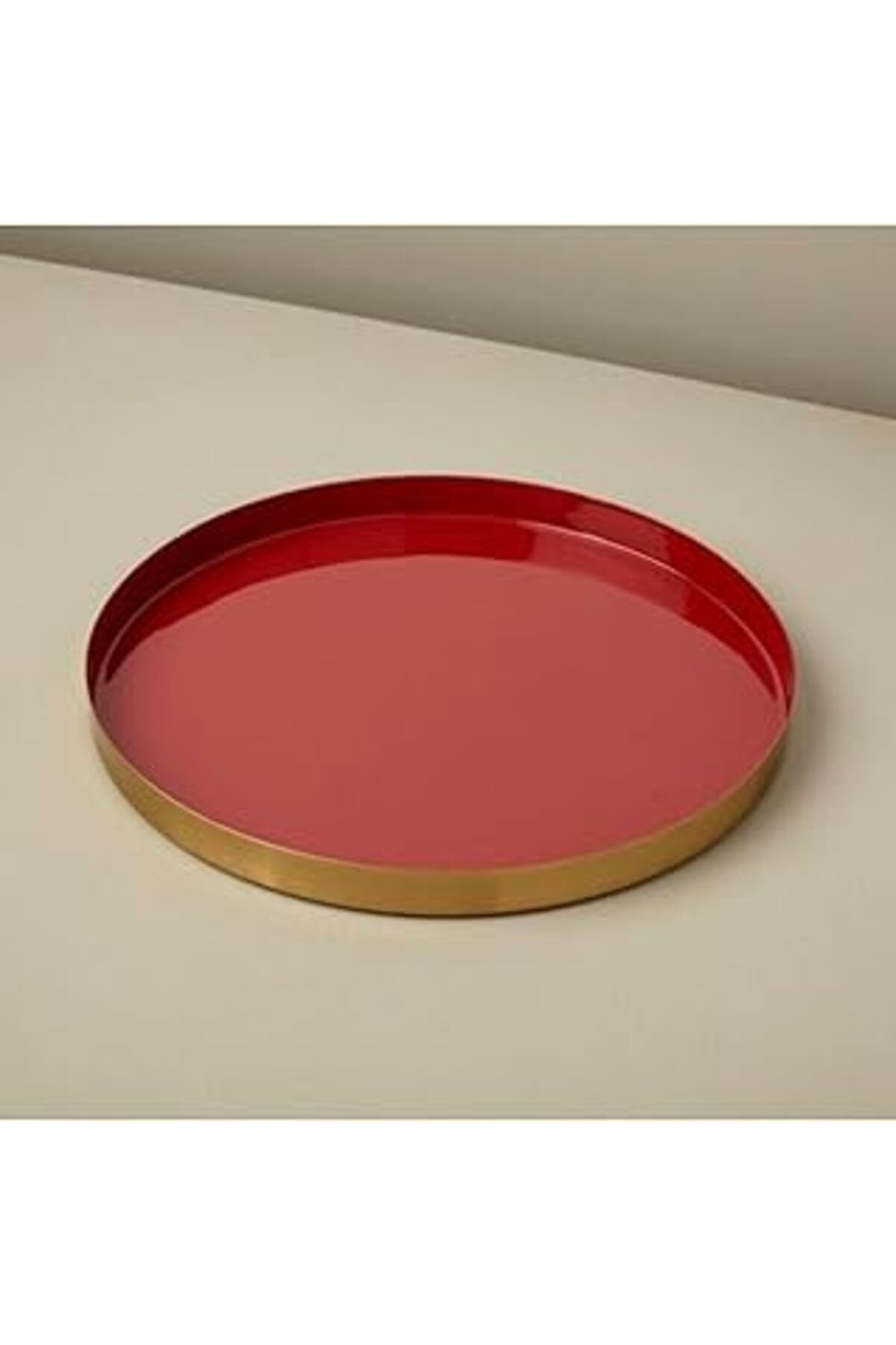 Mu Art Be Home Mat Altın Kırmıızı Tepsi Çap 38 X 3 Cm