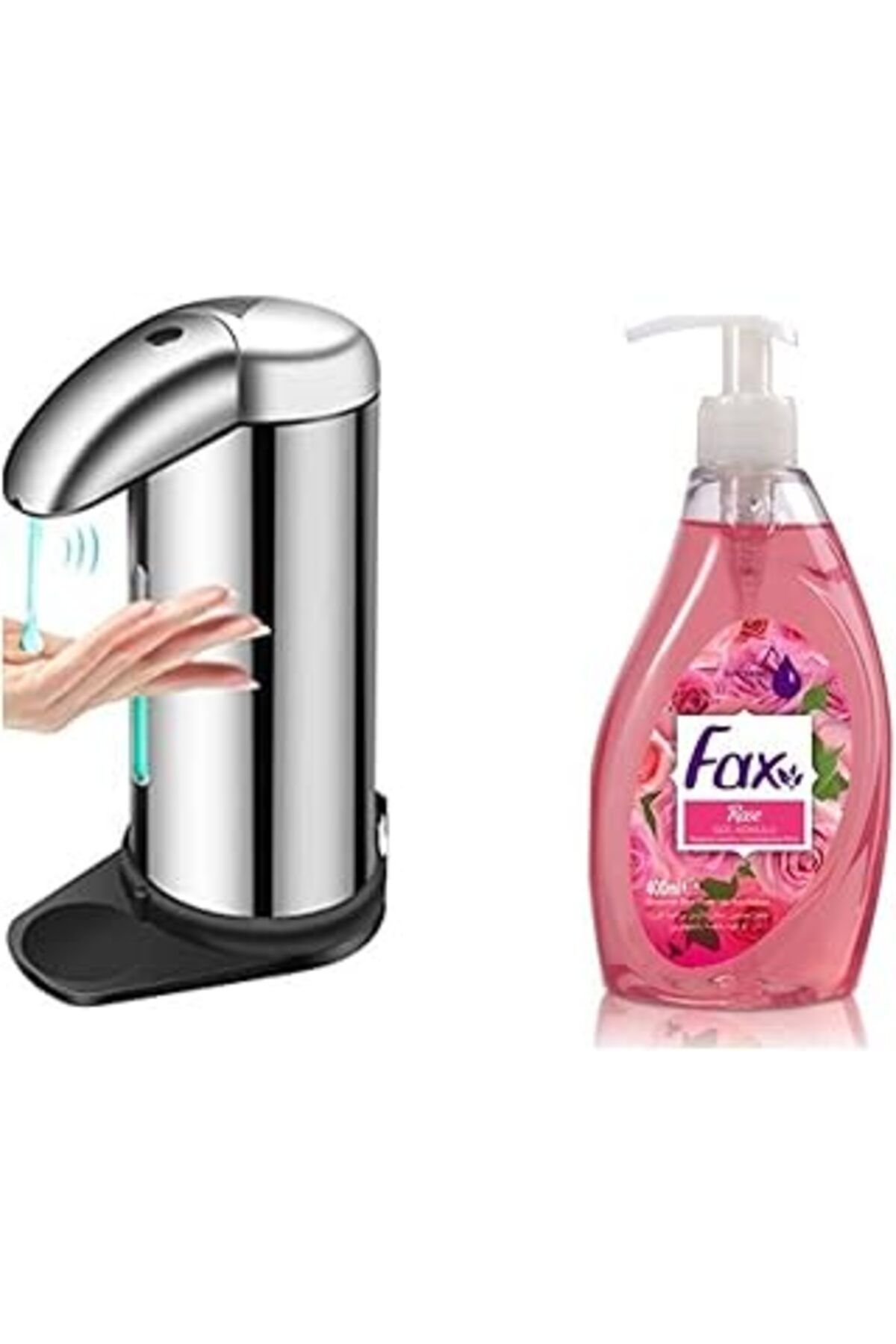 robotrend Bosphorus Homi Sensörlü Fotoselli Sivi Sabunluk 14X10X22Cm Ve 1 Adet 400 Ml Sivi Sabun Gül Kokulu