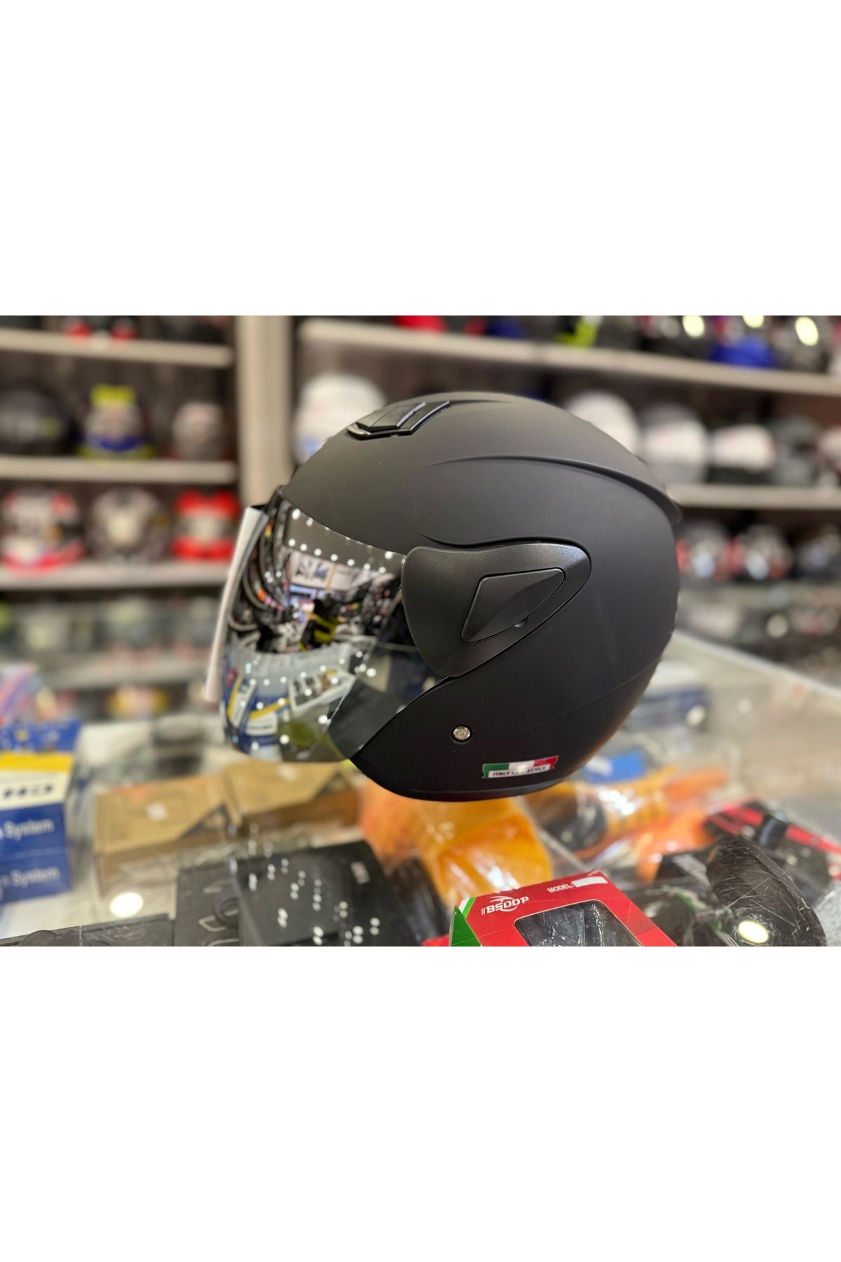 Sway Kask Sway Sw-733 Mat Siyah Gümüş Camlı